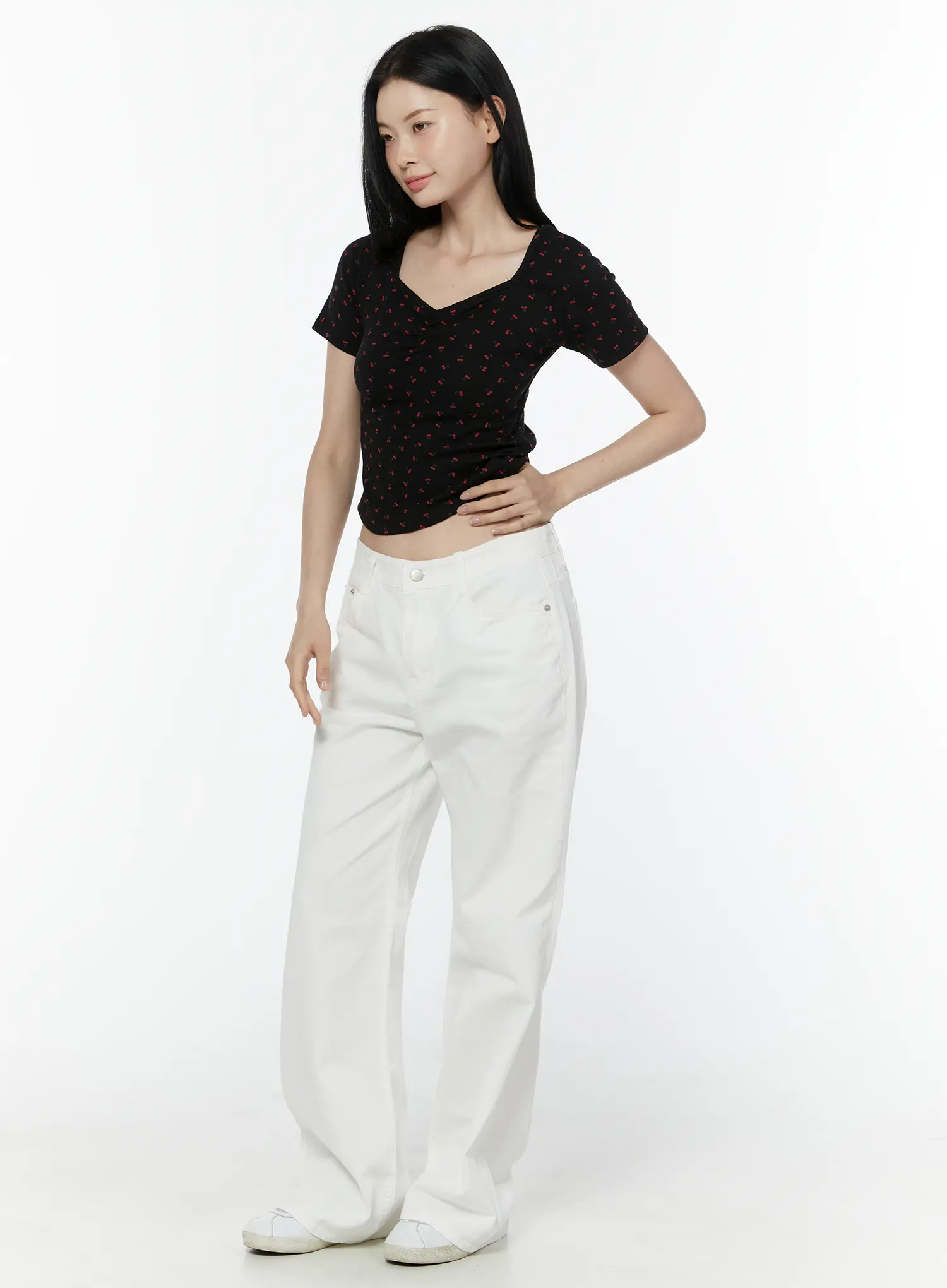 Cherry Print Sweetheart Neckline Tee IU505 - Image 8