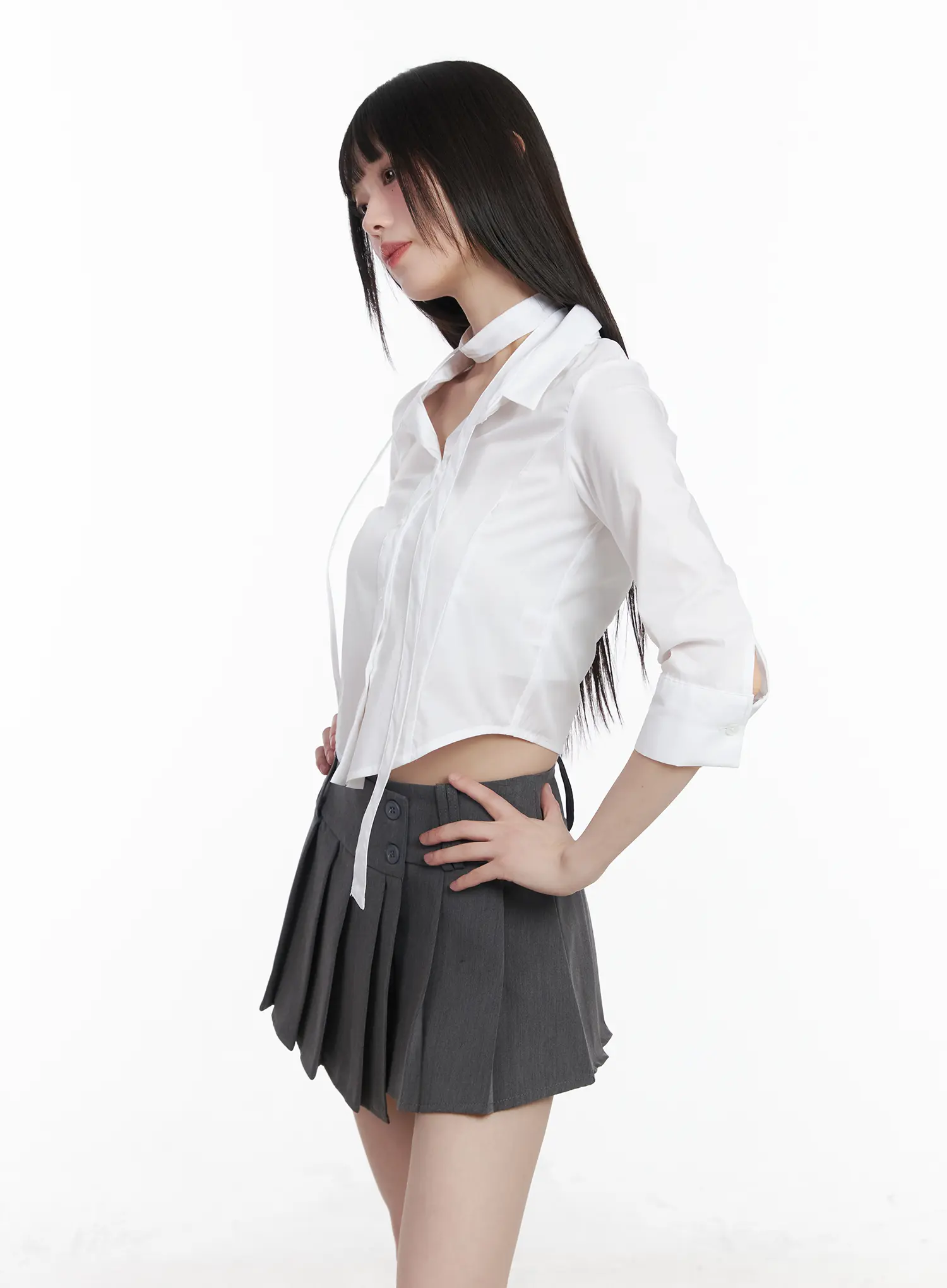 Chic Cropped Blouse & Scarf Set CM525 - Image 6