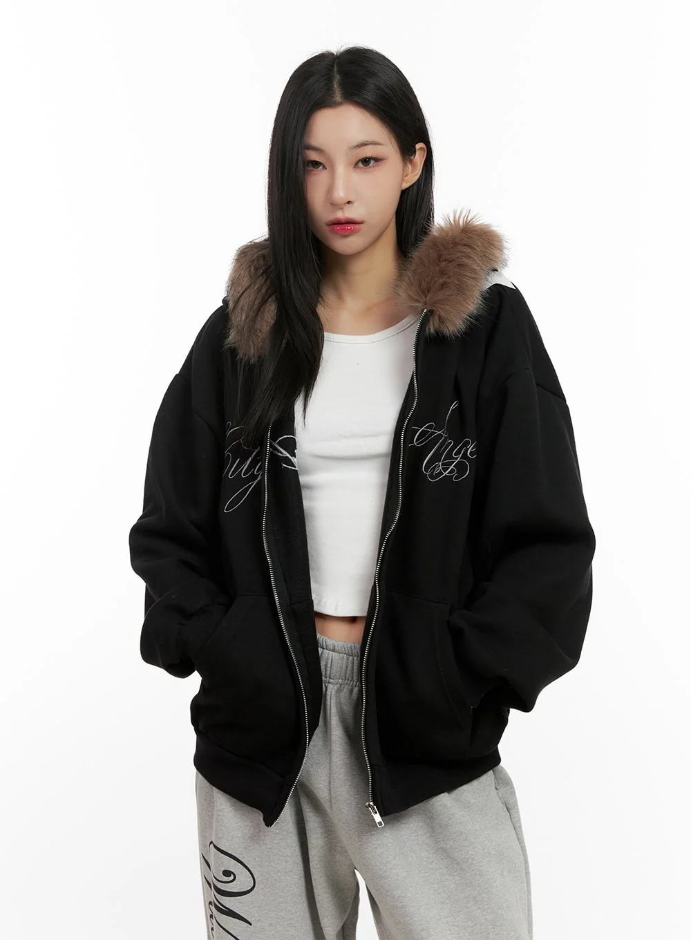 Chic Fur Zip-Up Hoodie CN416 - Image 10