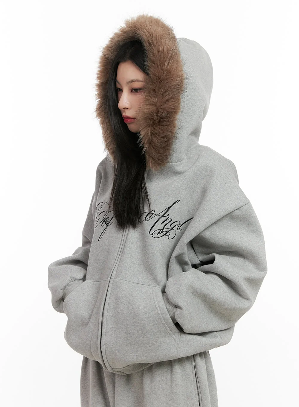 Chic Fur Zip-Up Hoodie CN416 - Image 6