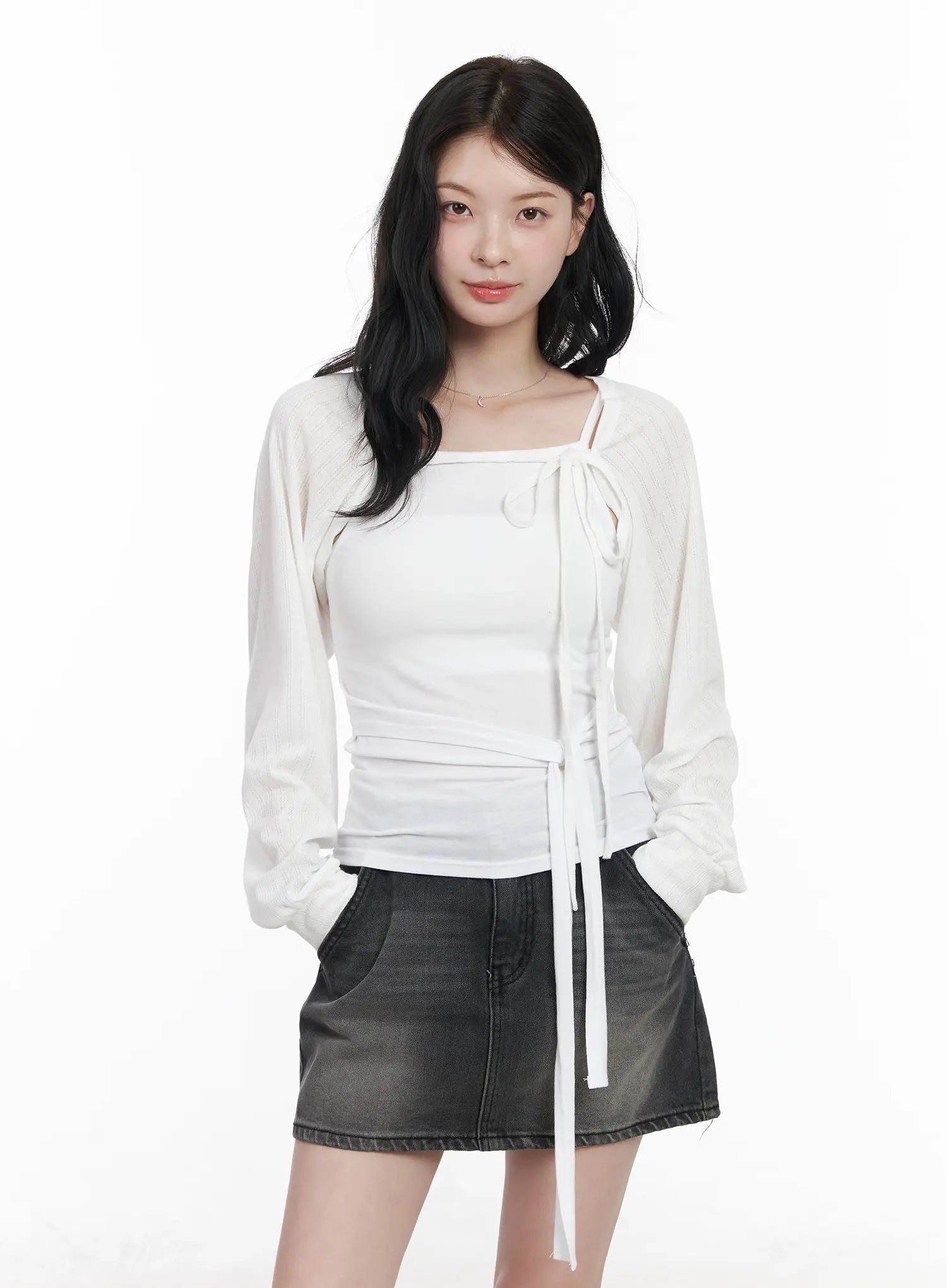 Chic Knit Ribbon Cardigan CA510 - Image 2