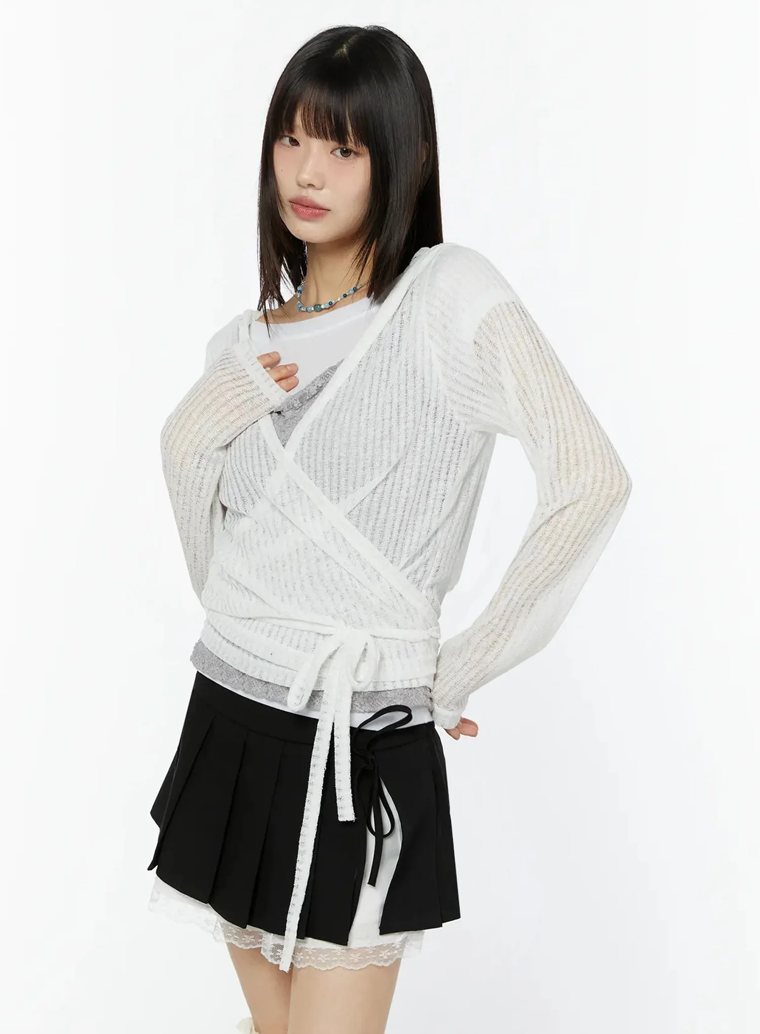 Chic Lace Wrap Hoodie Cardigan IU518 - Image 8