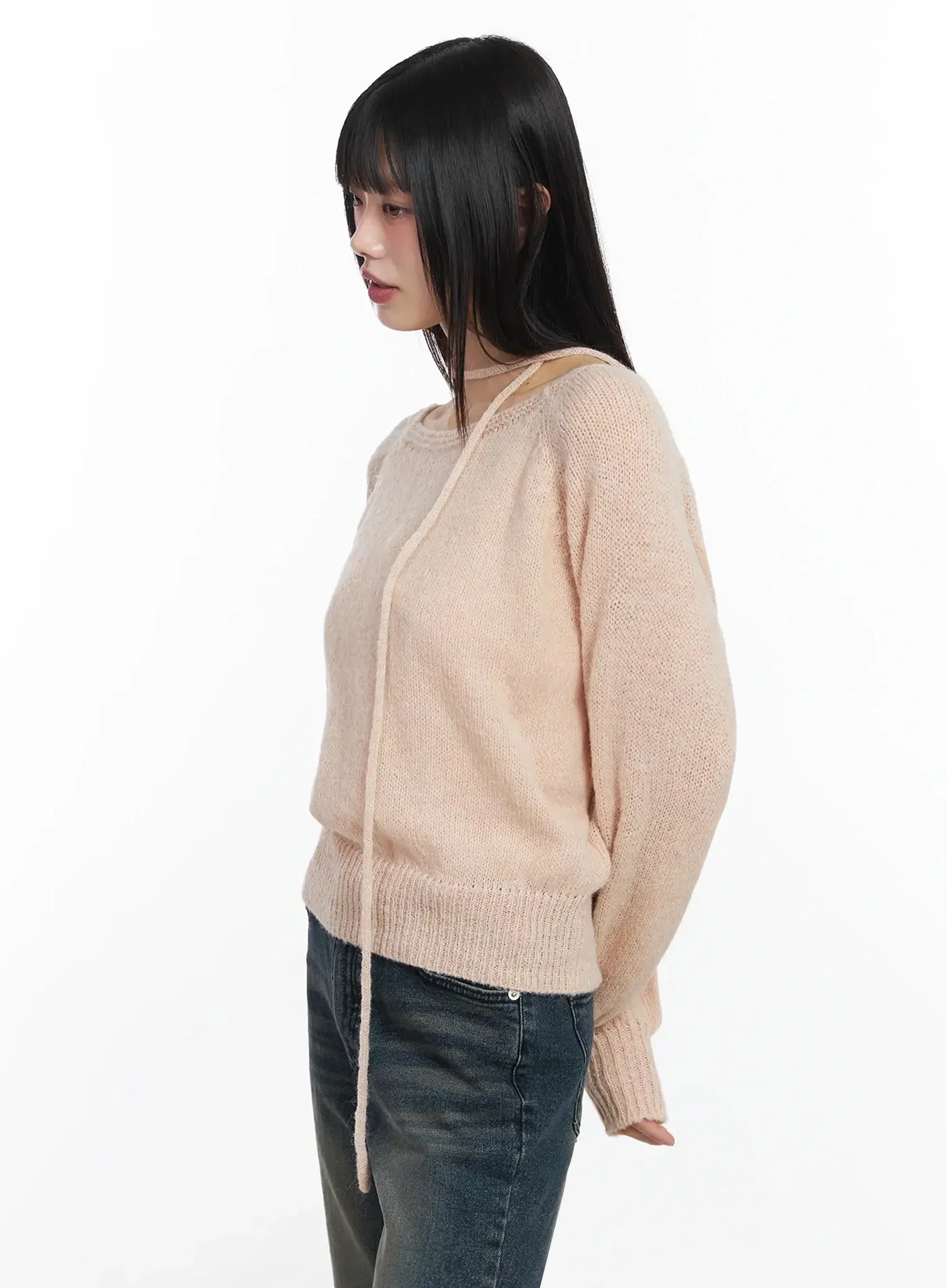 Chic Off-Shoulder Knit Sweater and Thin Scarf Set F517 - Image 8