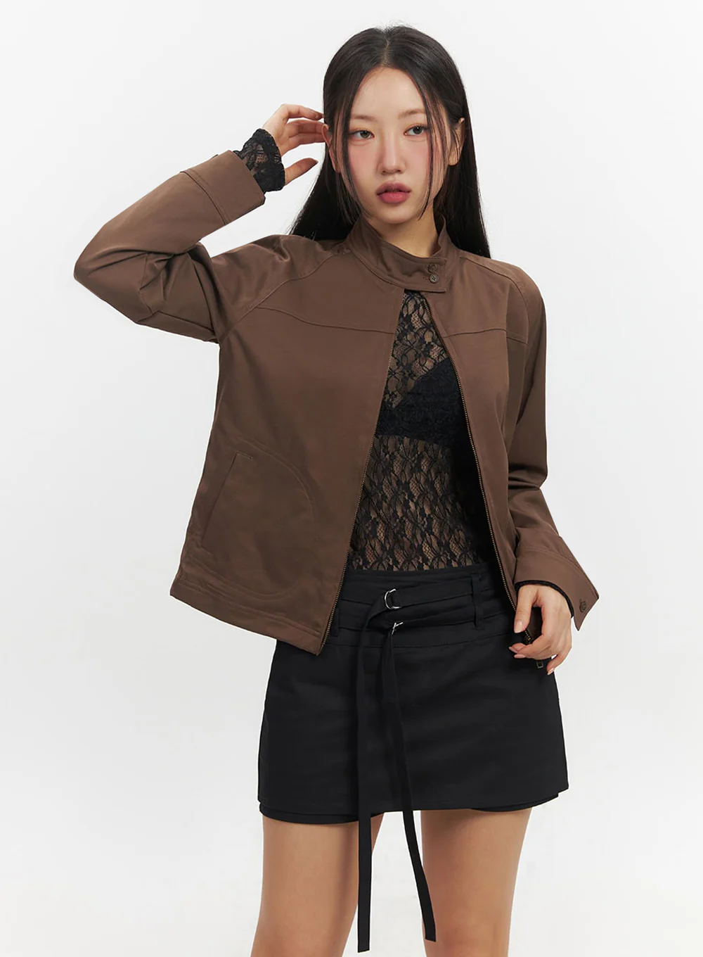 Chic Zip-up Long Sleeve Jacket IF510 - Image 7