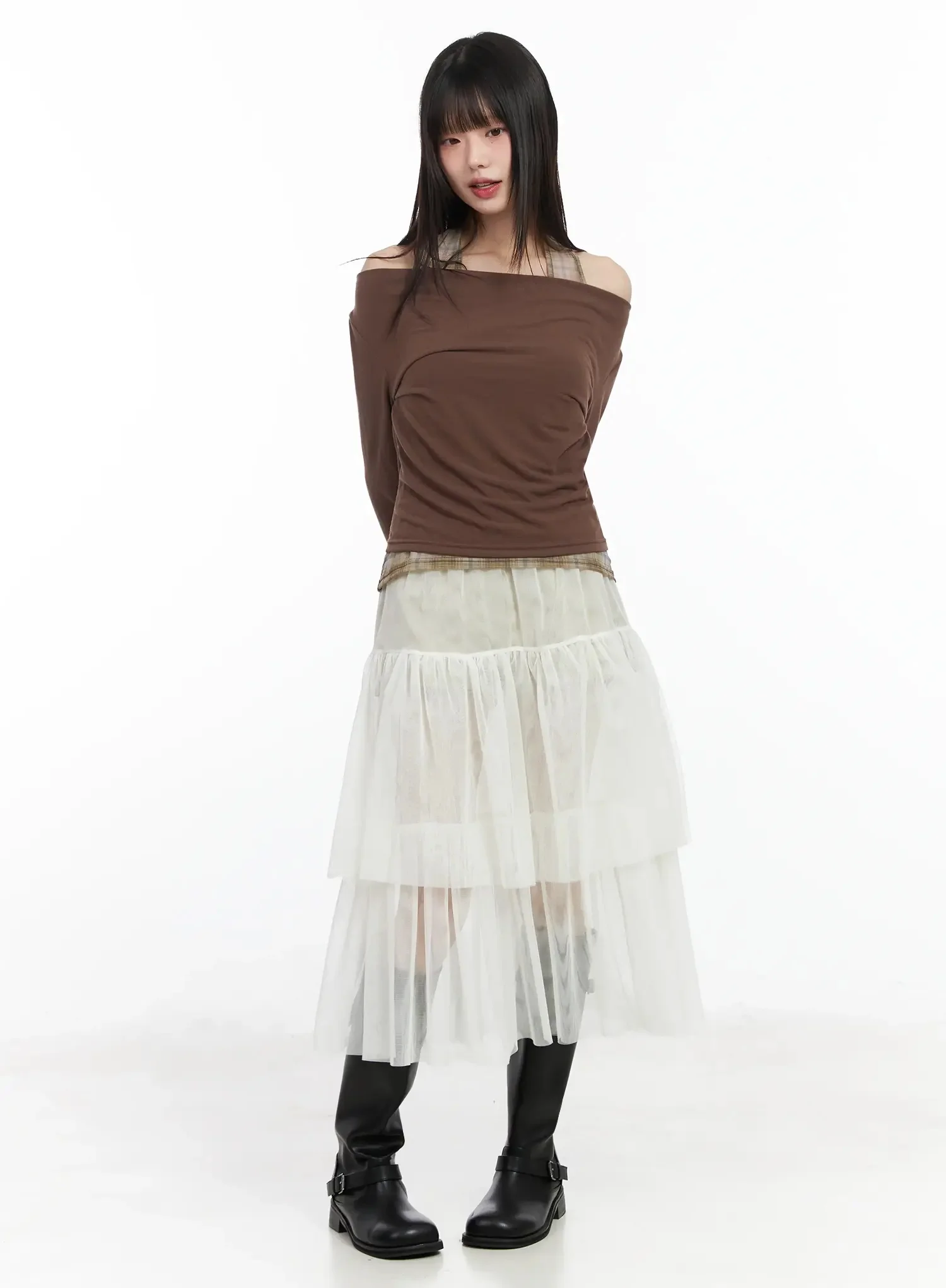 Chiffon Layered Midi Skirt IM523 - Image 3