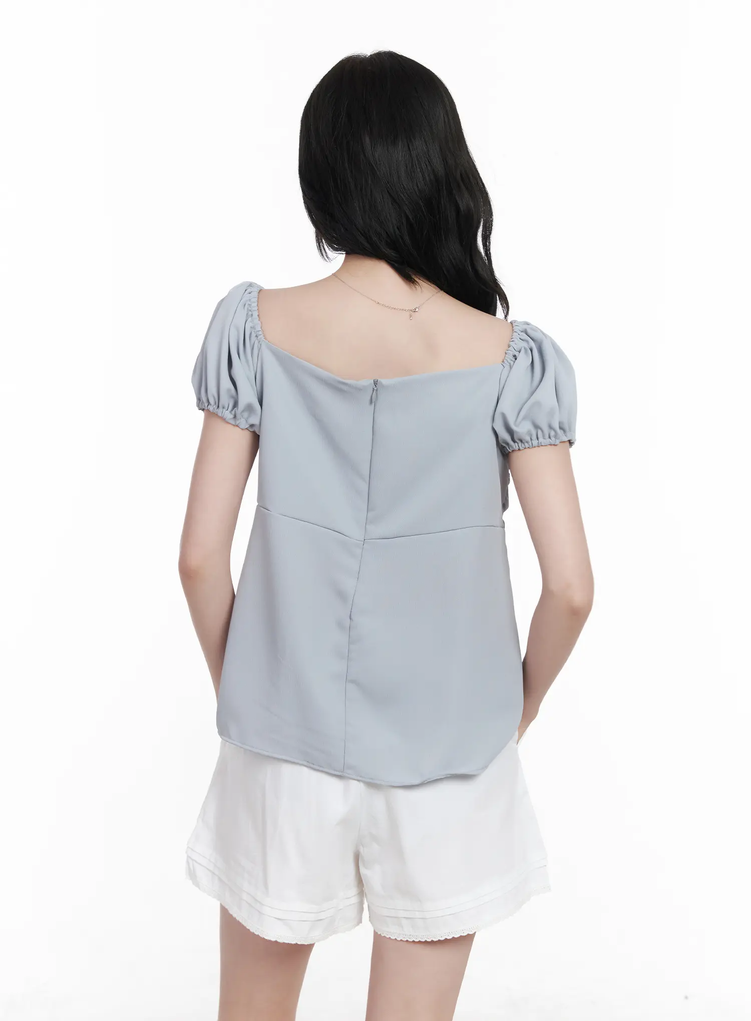 Chiffon Ruched Puff Sleeve Blouse CA510 - Image 9