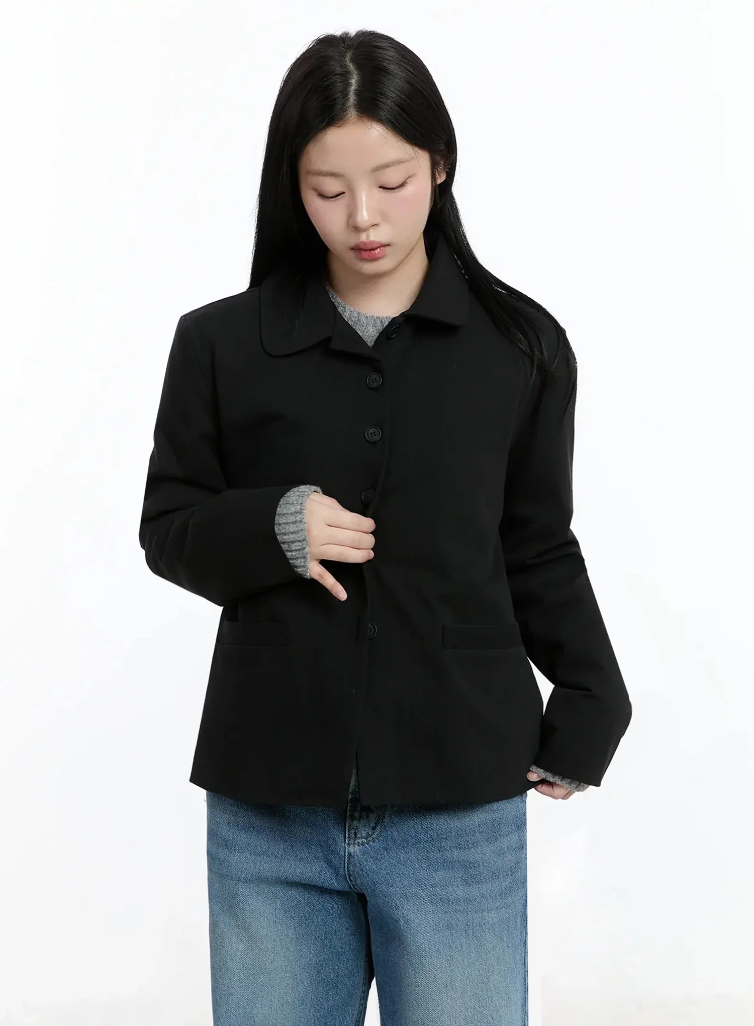 Classic Button-Up Blazer IM519 - Image 3