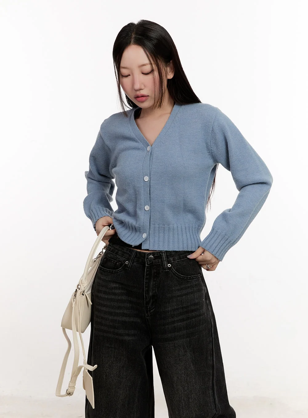 Classic Button V-Neck Cardigan CF524 - Image 11