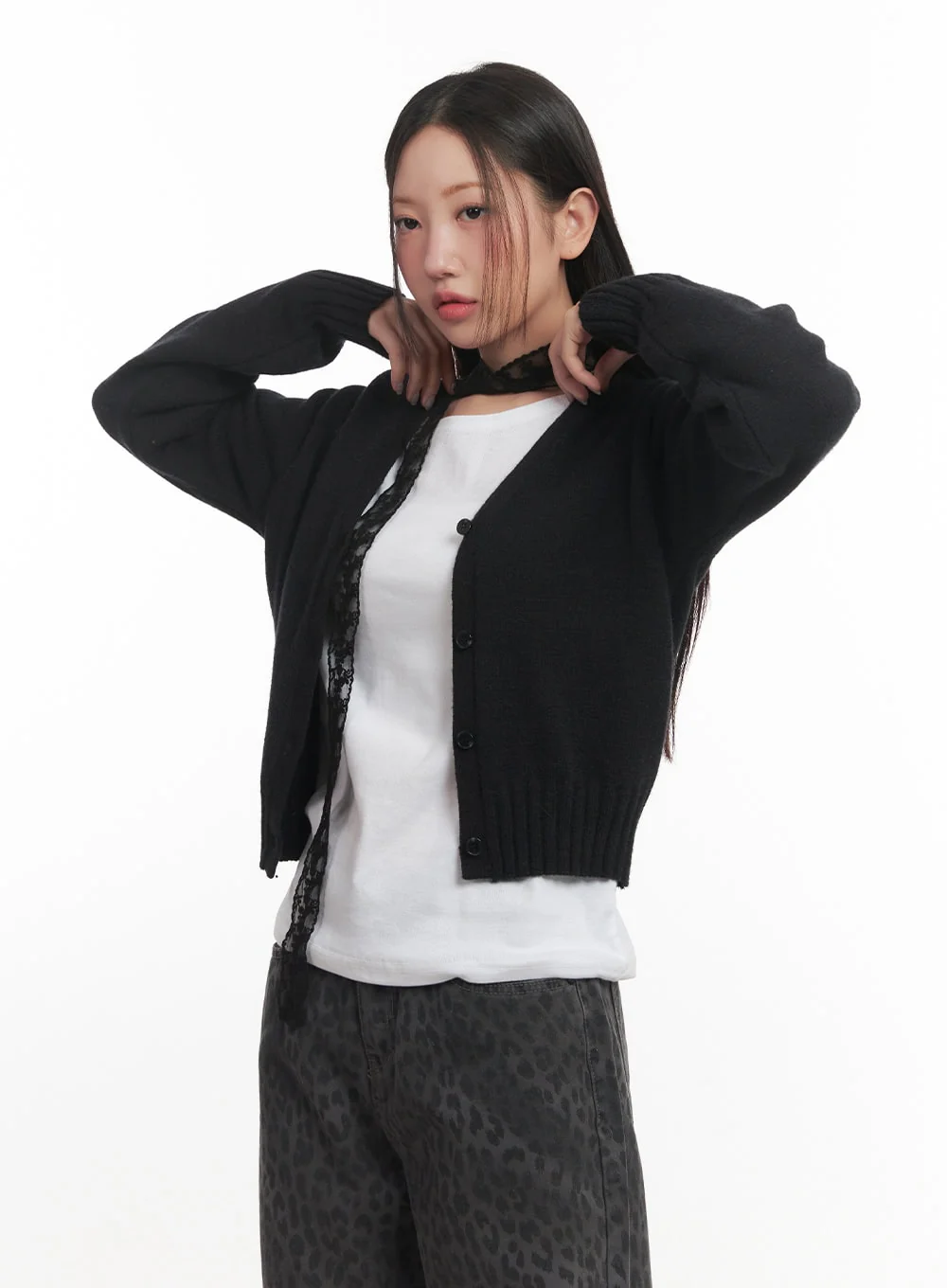 Classic Button V-Neck Cardigan CF524 - Image 5