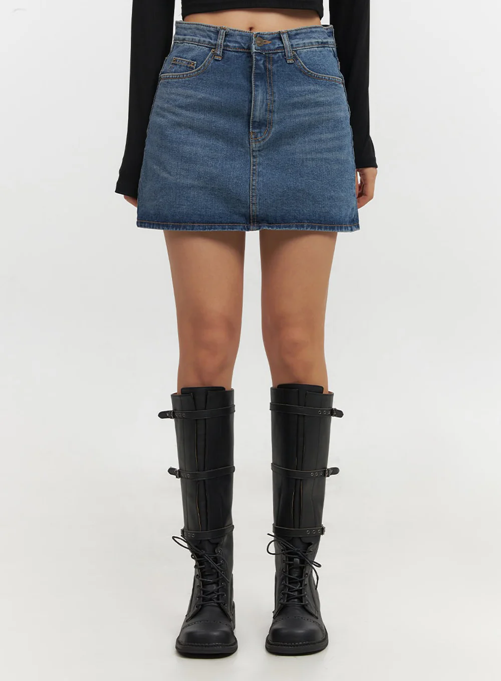 Classic Denim Washed Mini Skort IF510 - Image 5
