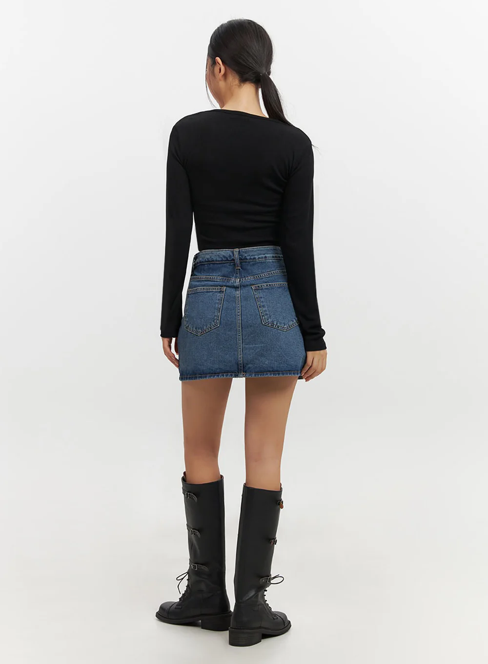 Classic Denim Washed Mini Skort IF510 - Image 9