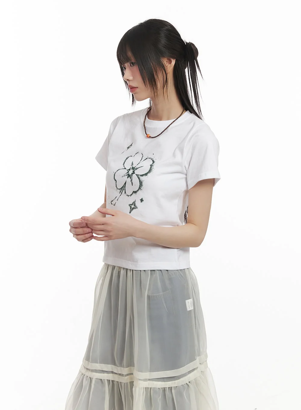 Clover Graphic Crop Top CF518 - Image 3