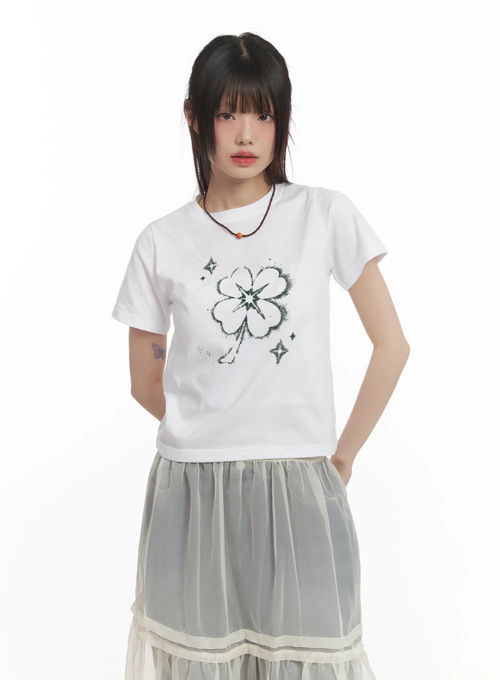 Clover Graphic Crop Top CF518 - Image 9
