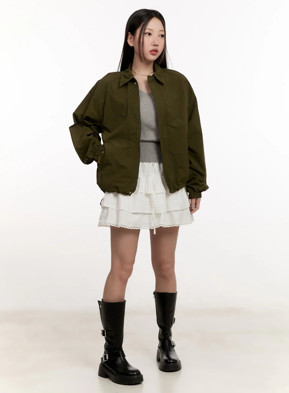 Collared Loose-Fit Windbreaker Jacket CM510 - Image 3