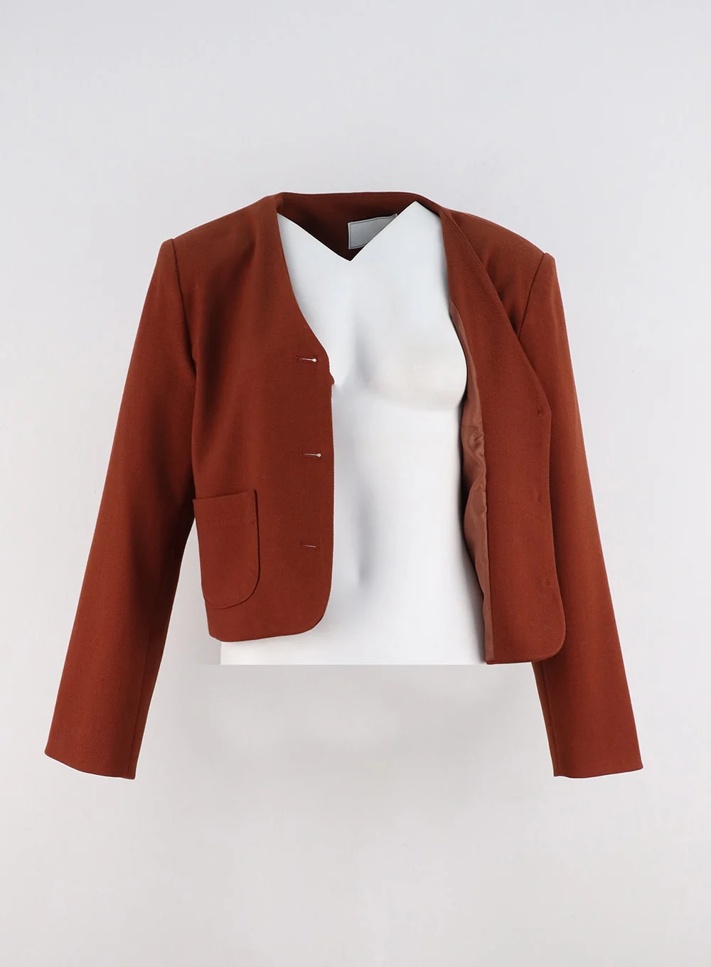 Collarless Crop Blazer Jacket OO312 - Image 10