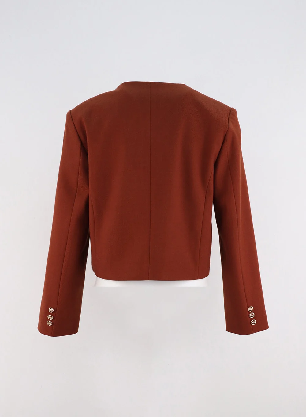 Collarless Crop Blazer Jacket OO312 - Image 11