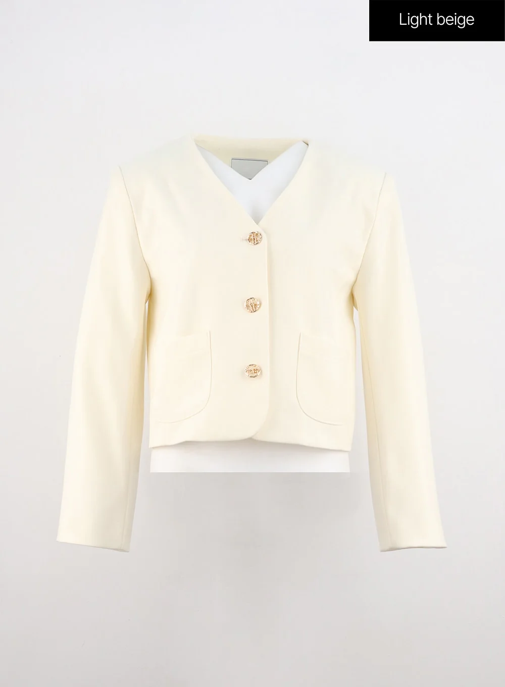 Collarless Crop Blazer Jacket OO312 - Image 12