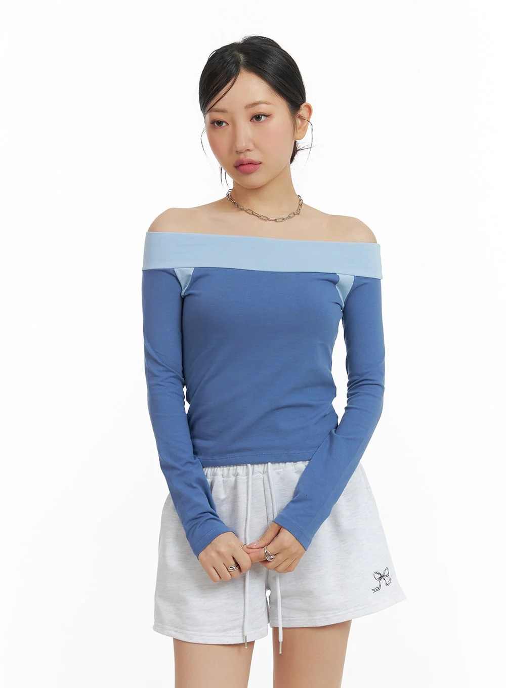 Color Block Off-Shoulder Top CM420 - Image 3