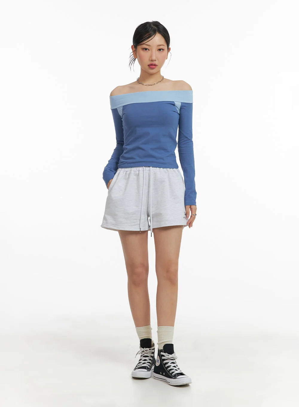 Color Block Off-Shoulder Top CM420 - Image 4