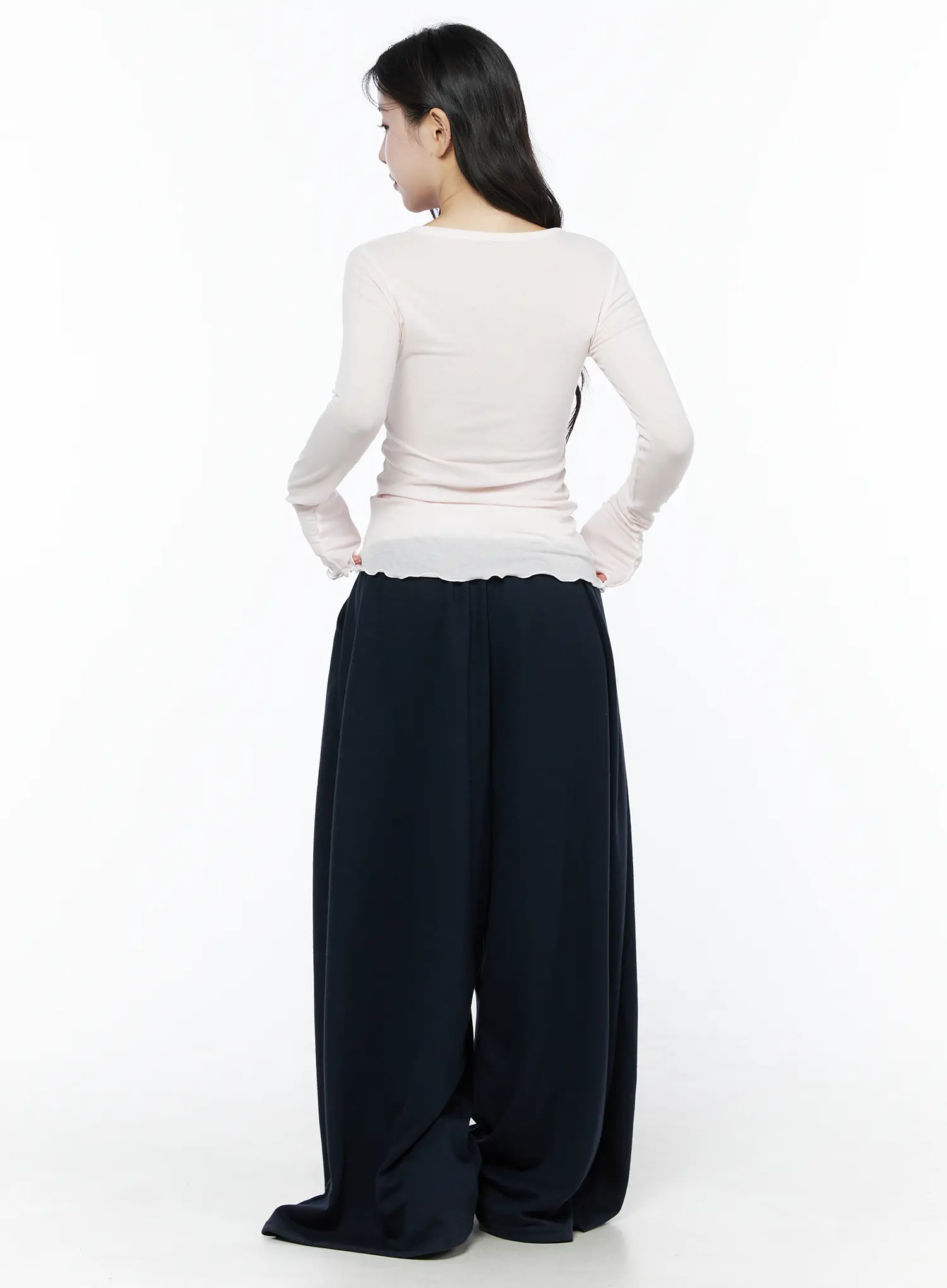 Color Contrast Wide-Leg Sweatpants IU525 - Image 9