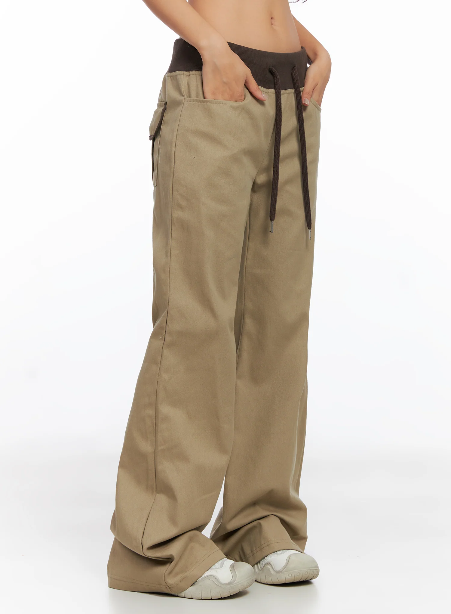 Contrast Bootcut Cotton Pants CO515 - Image 4