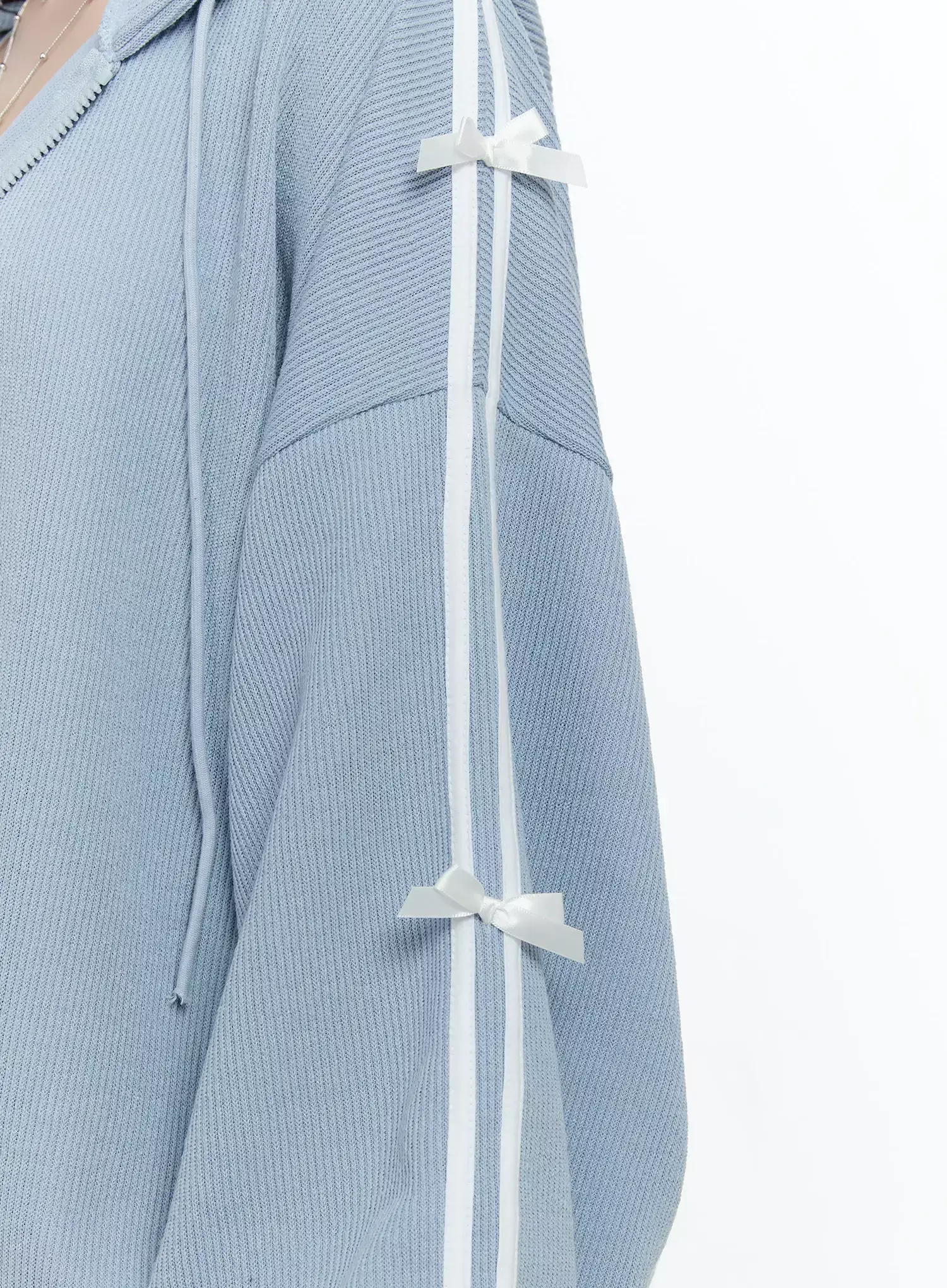 Contrast Oversized Zip-Up Hoodie IO527 - Image 8