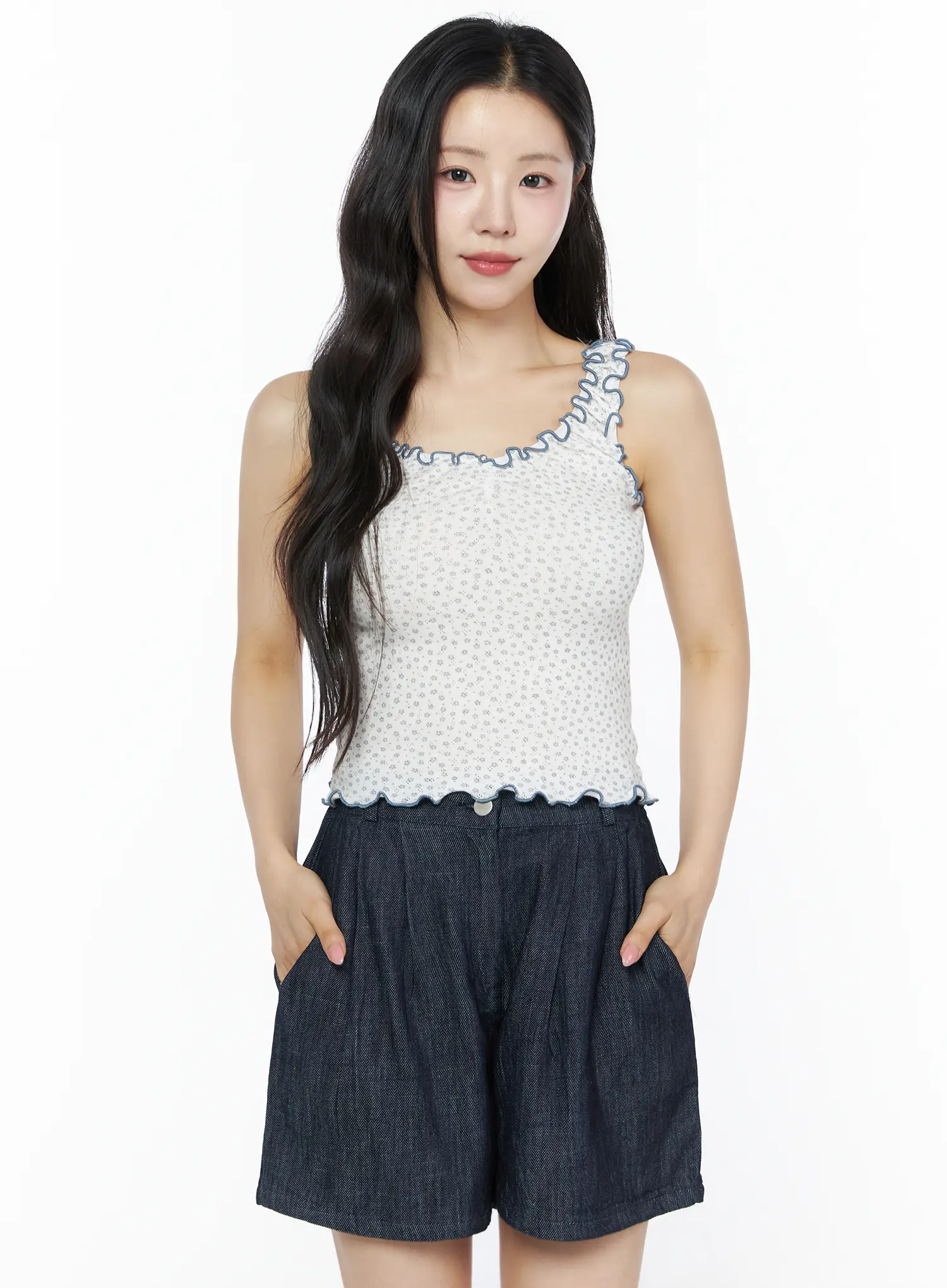 Contrast Trim Floral Tank Top IU525 - Image 11