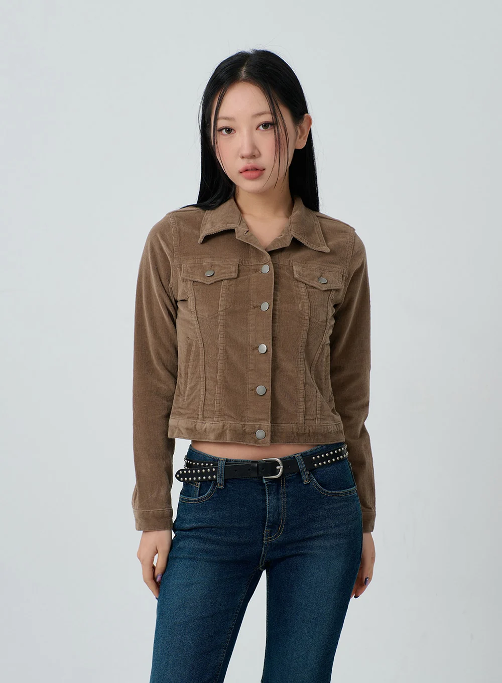 Cotton Blend Button Cropped Jacket CJ303 - Image 9