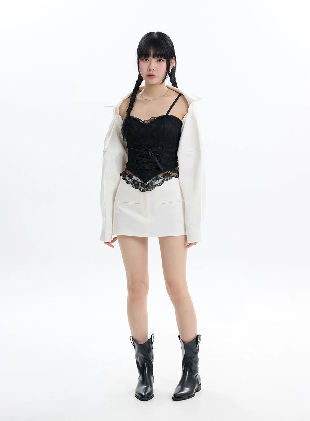 Cotton Chic Zip-Up Mini Skirt IF413 - Image 3