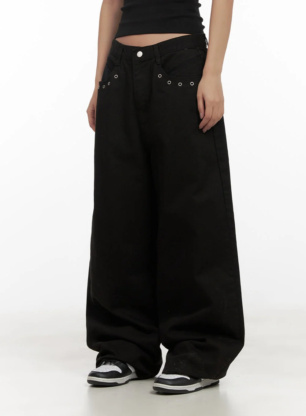 Cotton Eyelet Detail Wide-Leg Pants CD416 - Image 9