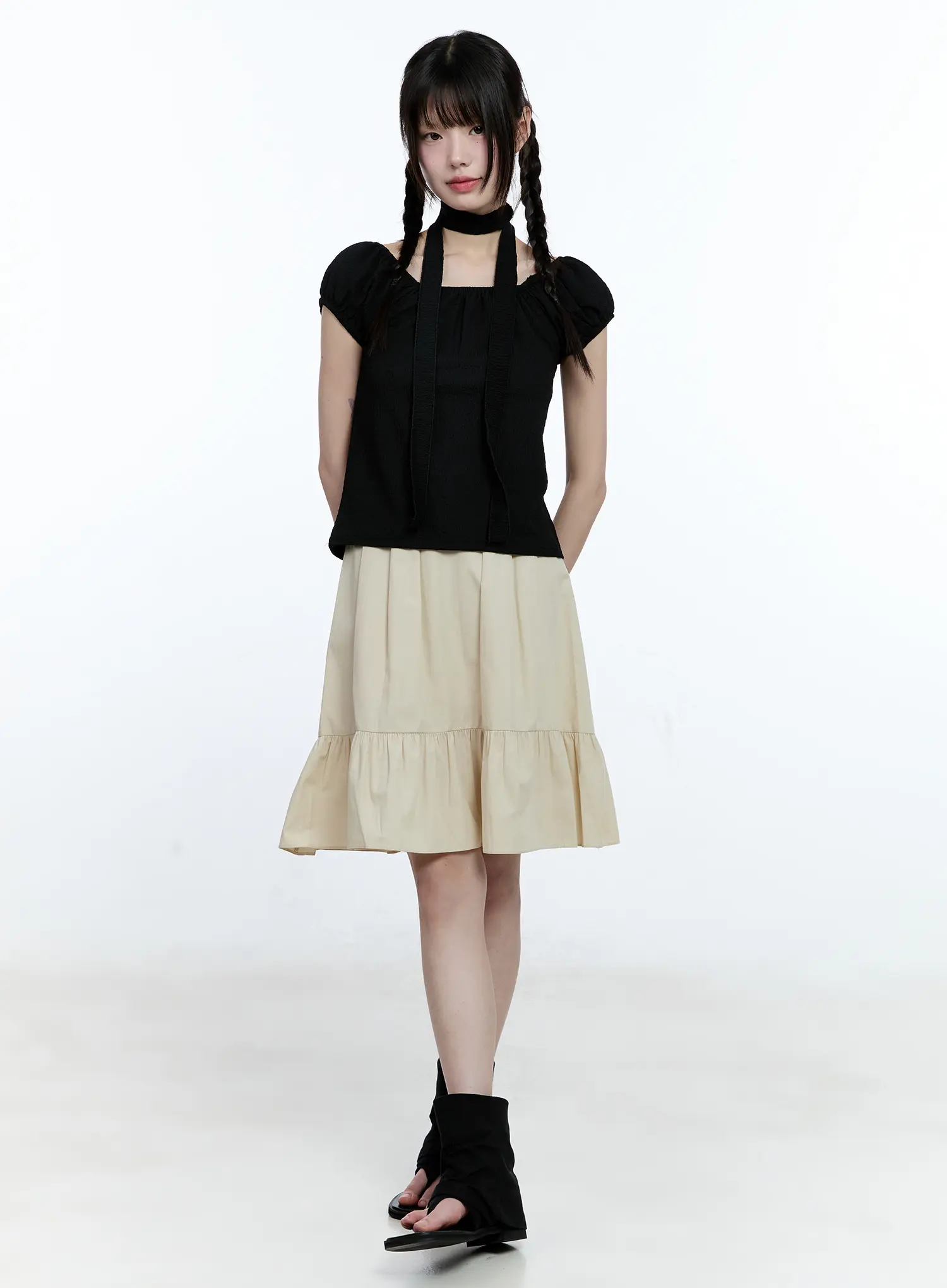 Cotton Tiered Midi Skirt CG507 - Image 3