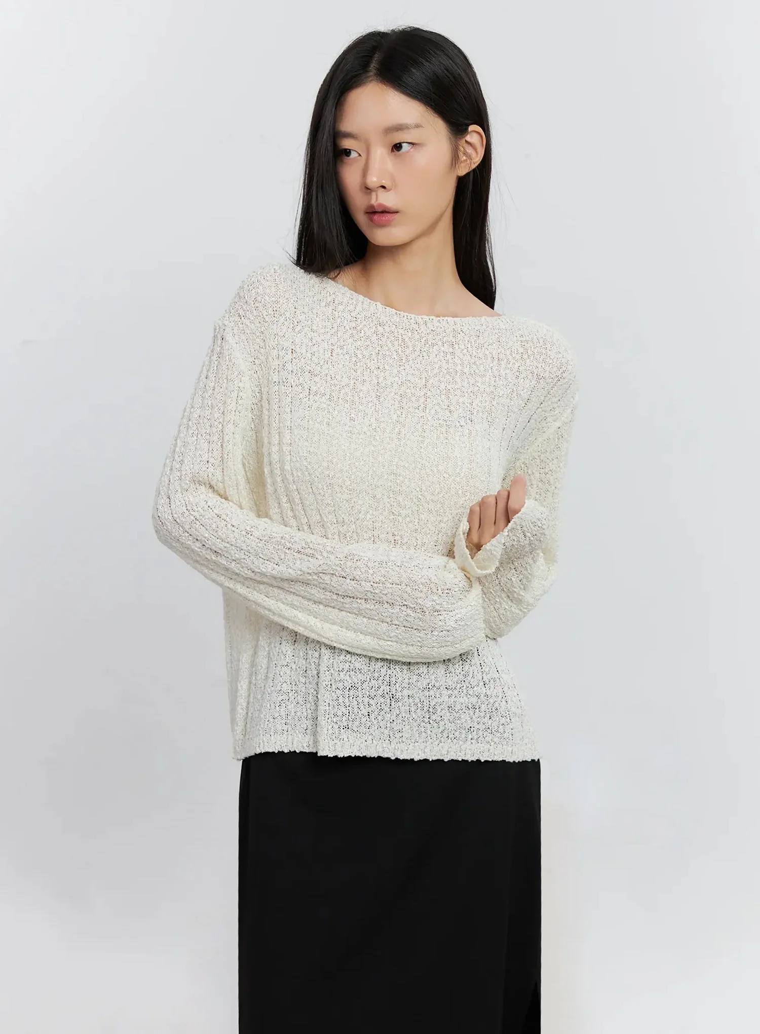 Cozy Boatneck Long Sleeve Sweater IS515 - Image 2