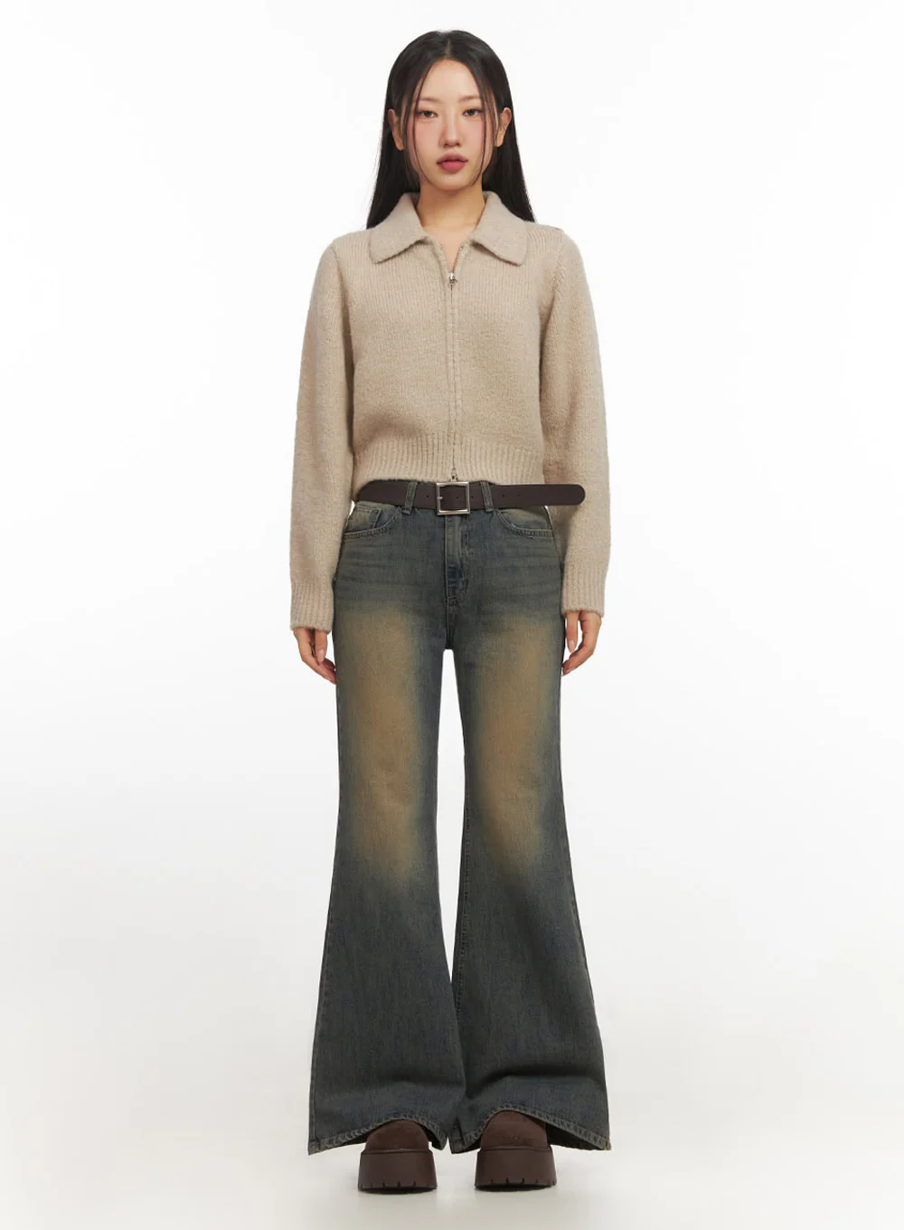 Cozy Collared Zip-Up Sweater IF510 - Image 4