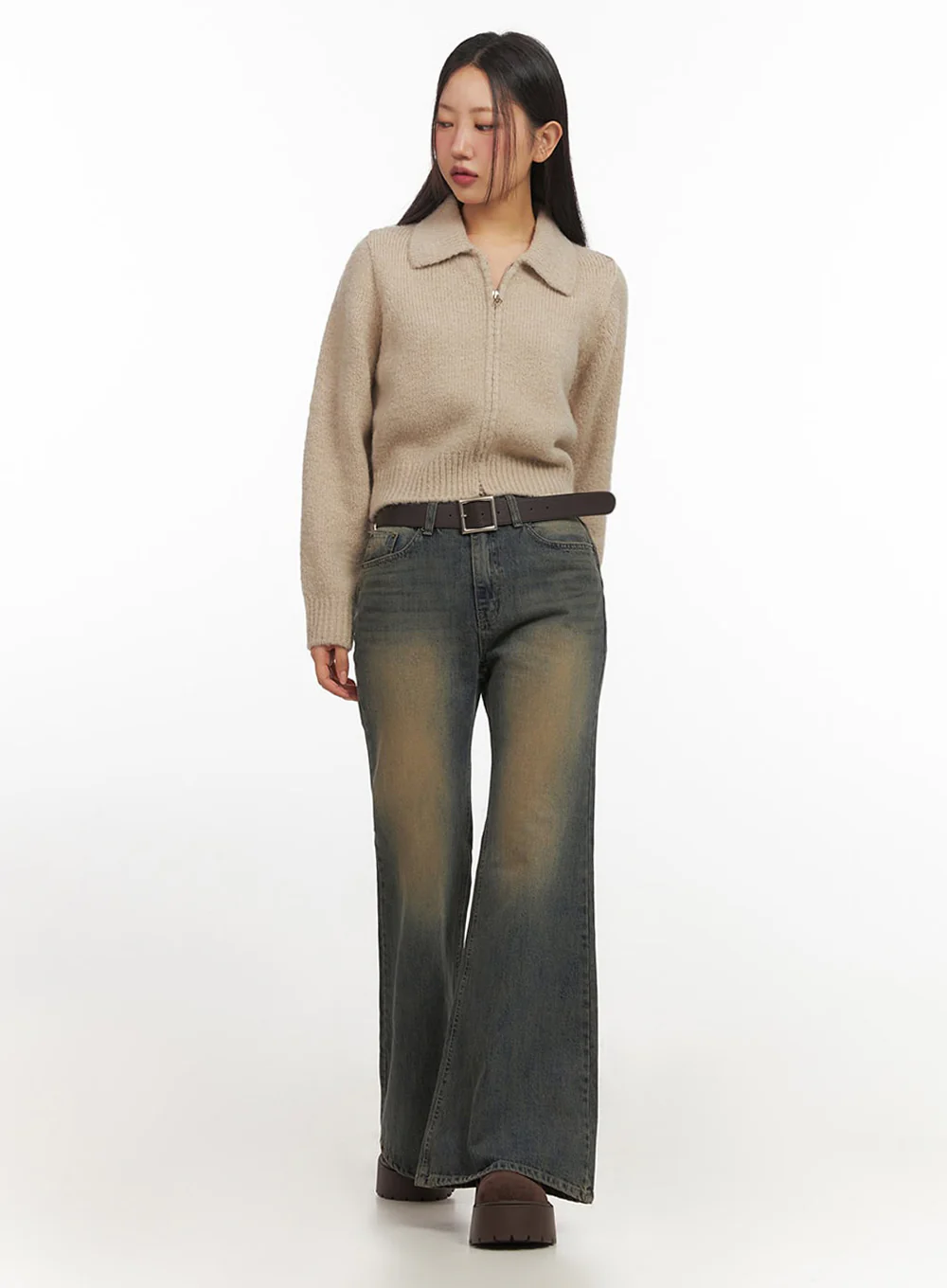 Cozy Collared Zip-Up Sweater IF510 - Image 9