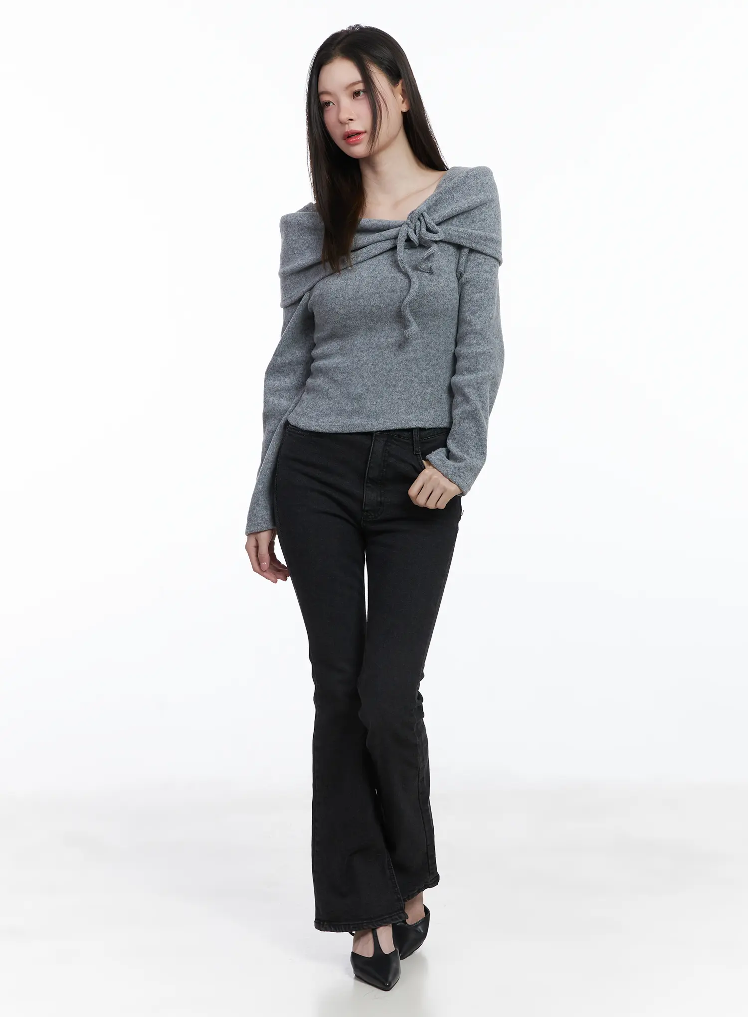 Cozy Fleece Off-Shoulder Shirred Top CJ506 - Image 3