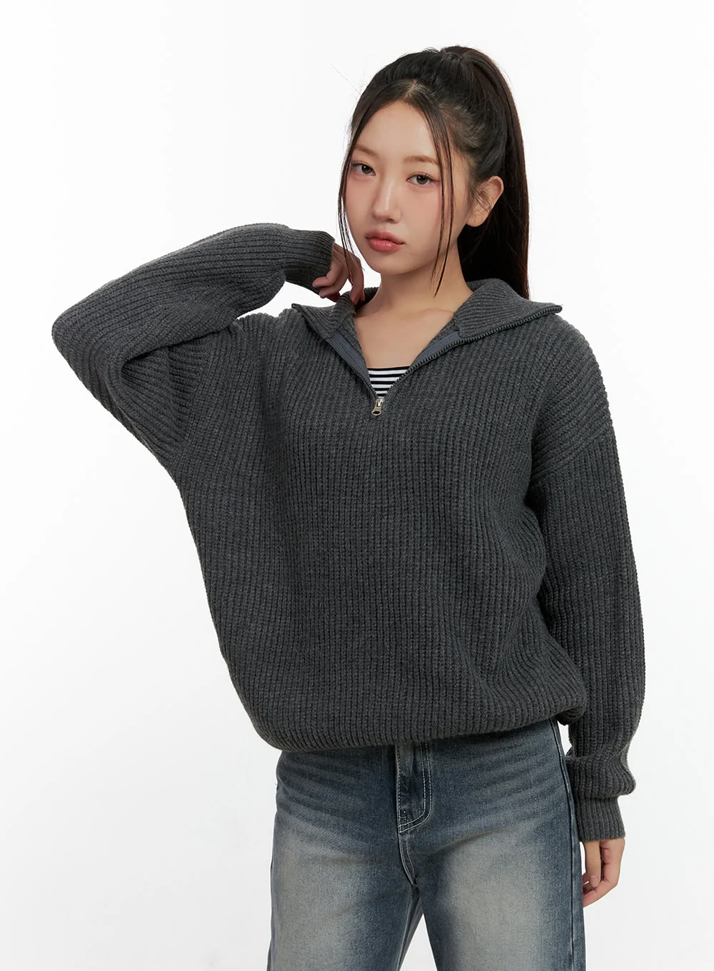 Cozy Knit Half Zip Sweater CN412 - Image 12