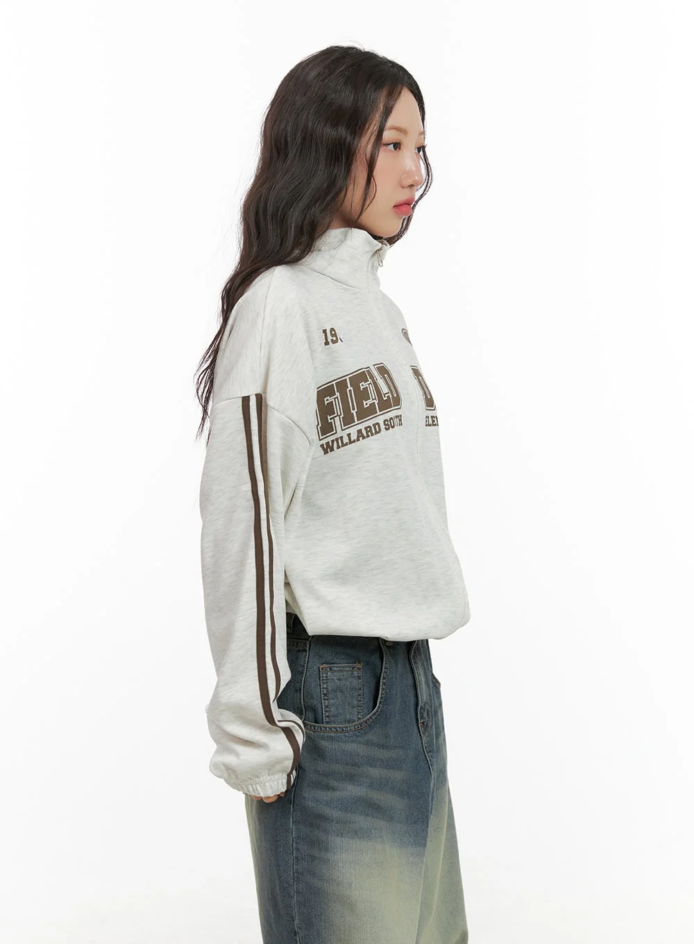 Cozy Lettering Zip-Up Sweatshirt CG423 - Image 4