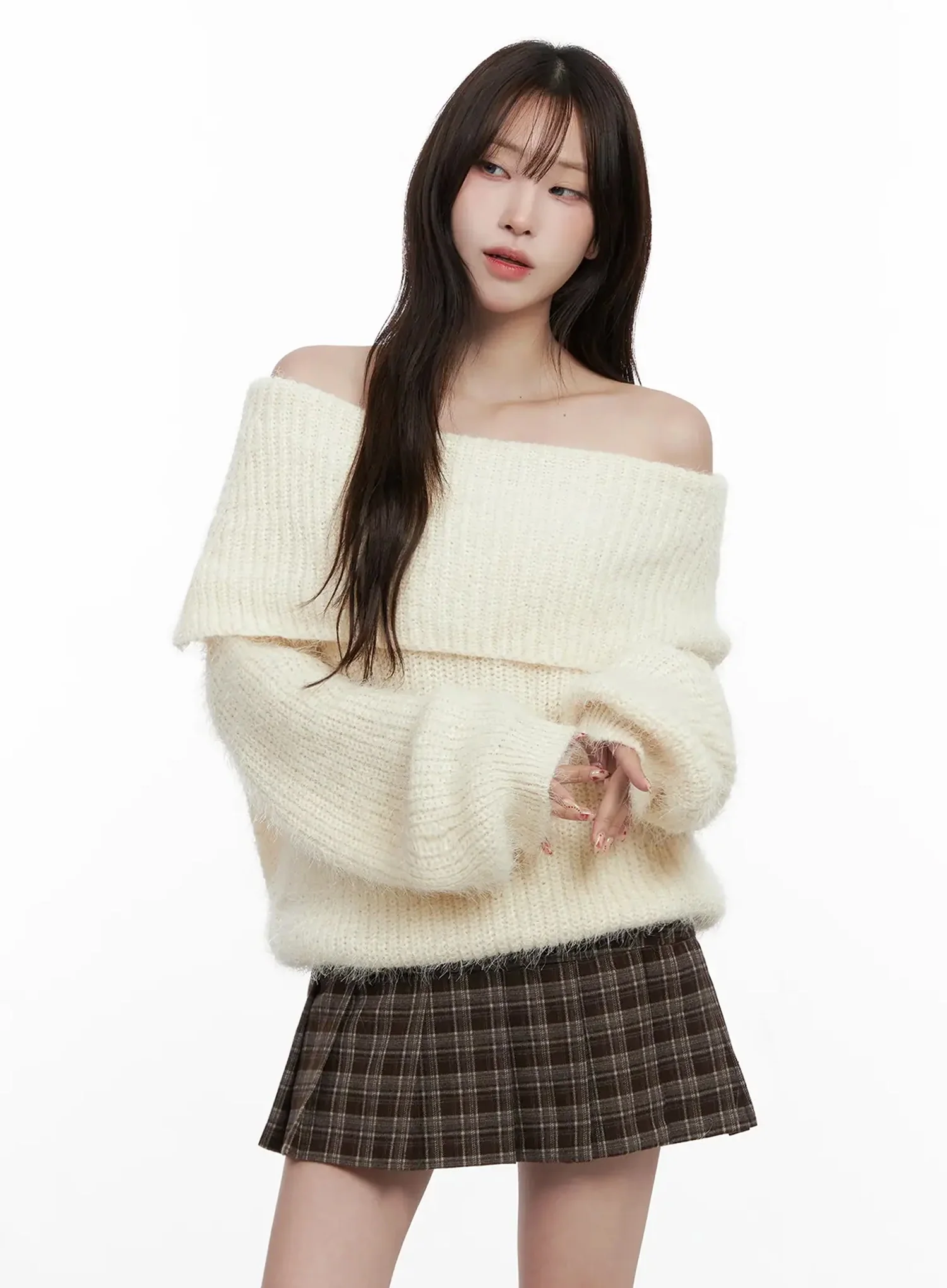 Cozy Off-Shoulder Knit Sweater IN514 - Image 6