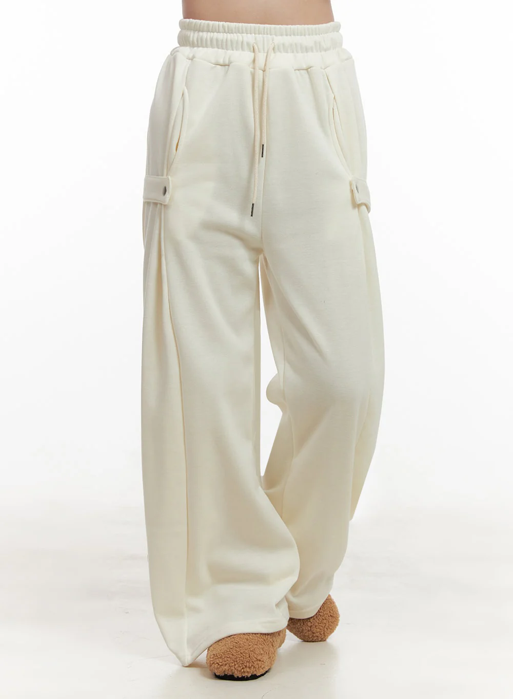 Cozy Pintuck Buttoned Wide-Leg Sweatpants IJ510 - Image 4