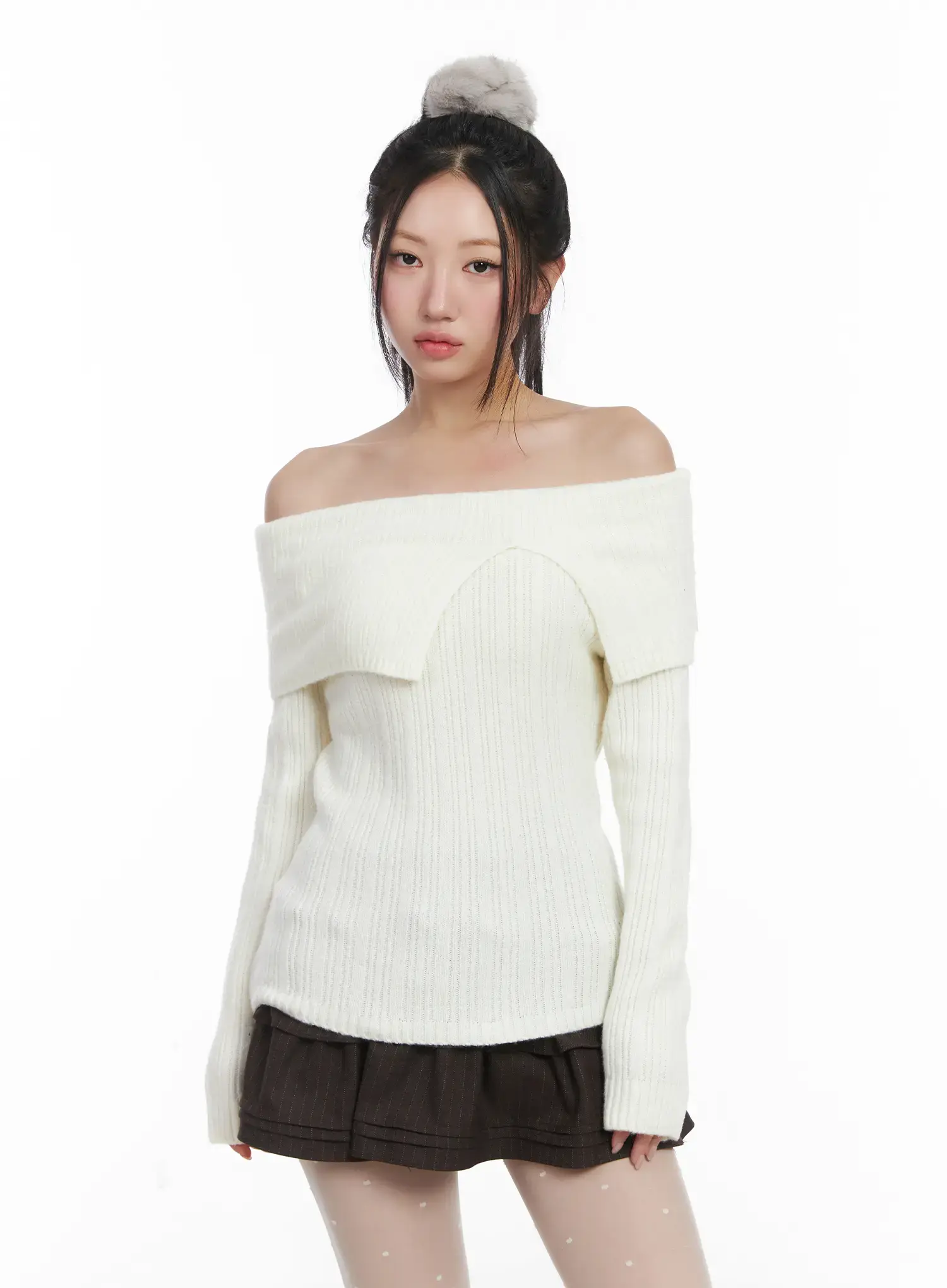 Cozy Ribbed Relaxed Neck Knit Top CD530 - Image 9