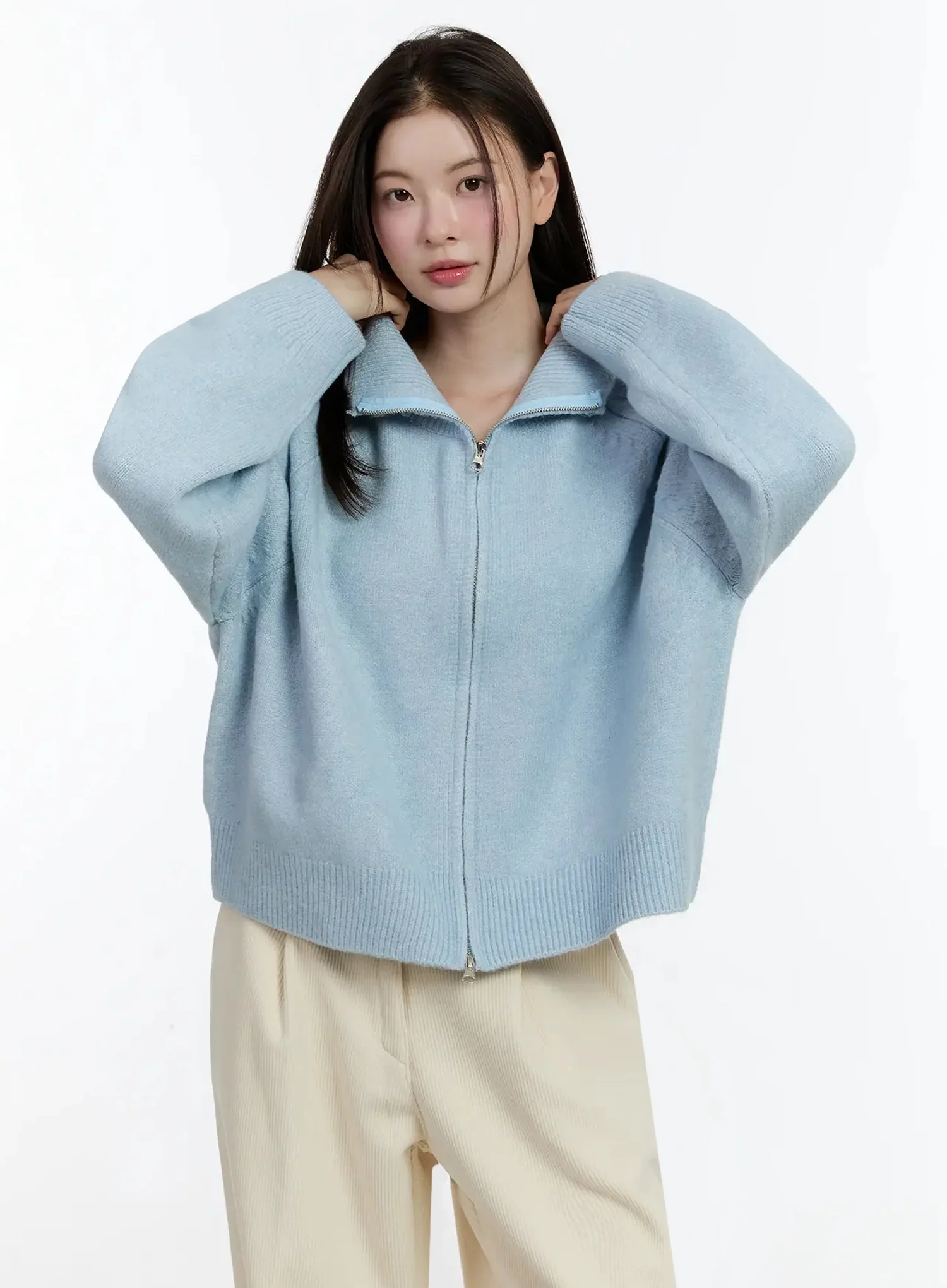 Cozy Zip-Up Turtleneck Cardigan ID526 - Image 4