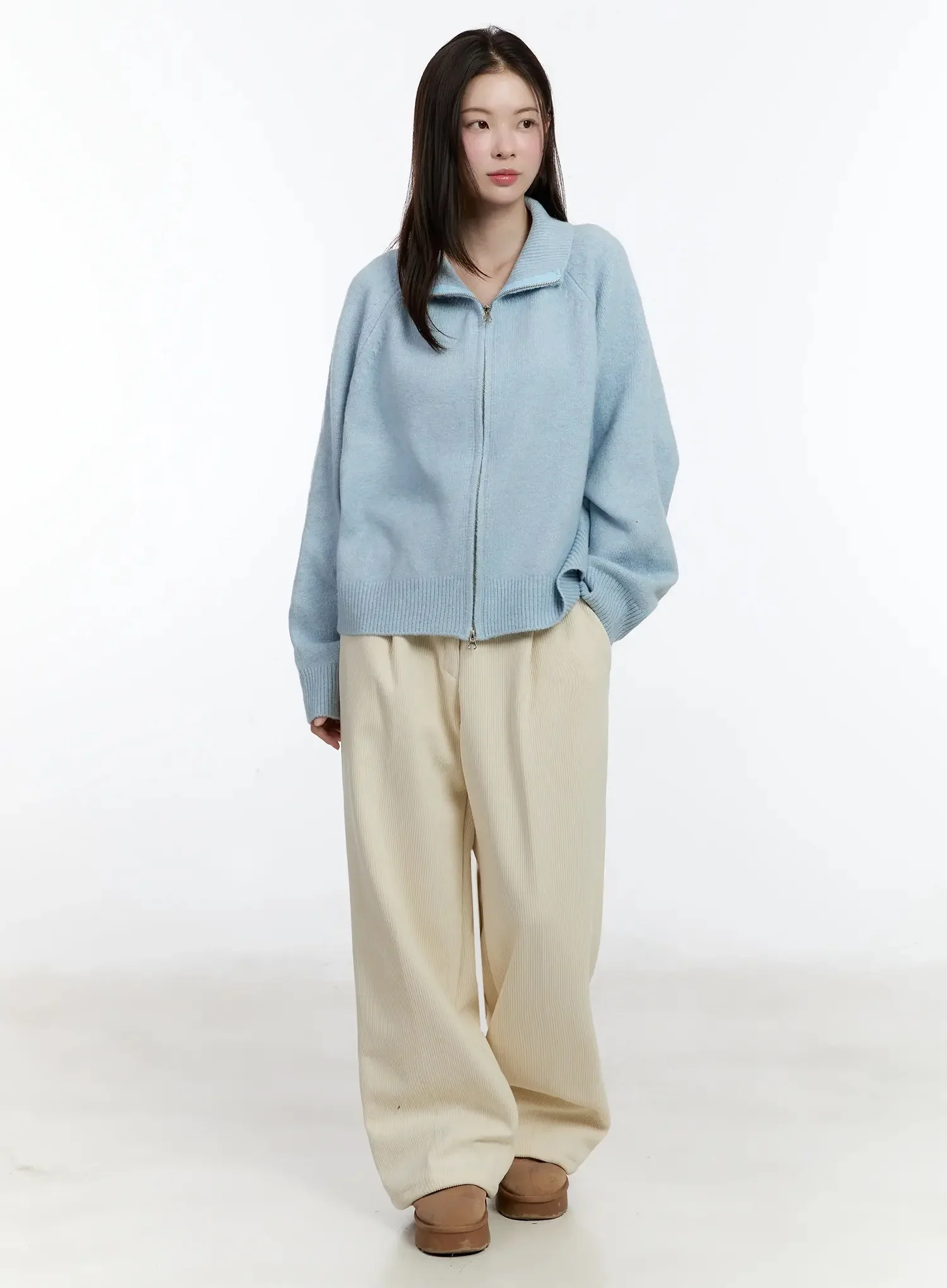 Cozy Zip-Up Turtleneck Cardigan ID526 - Image 7