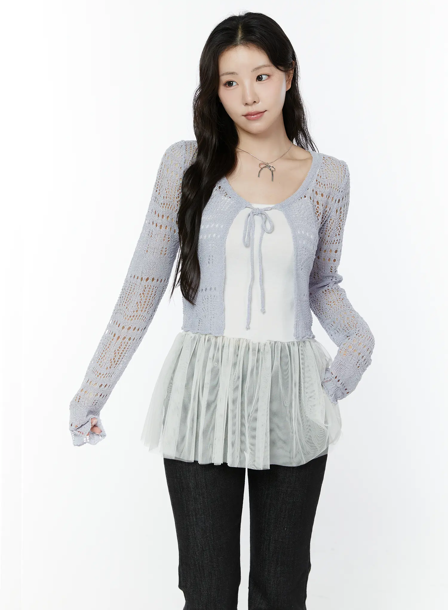 Crochet Tie-Front Cardigan IY511 - Image 2