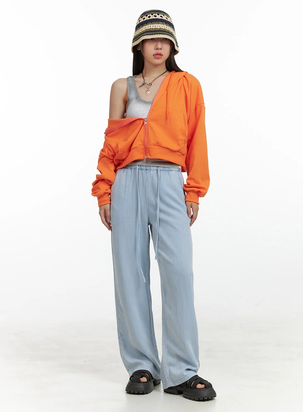 Crop Zip-Up Hoodie OL408 - Image 2