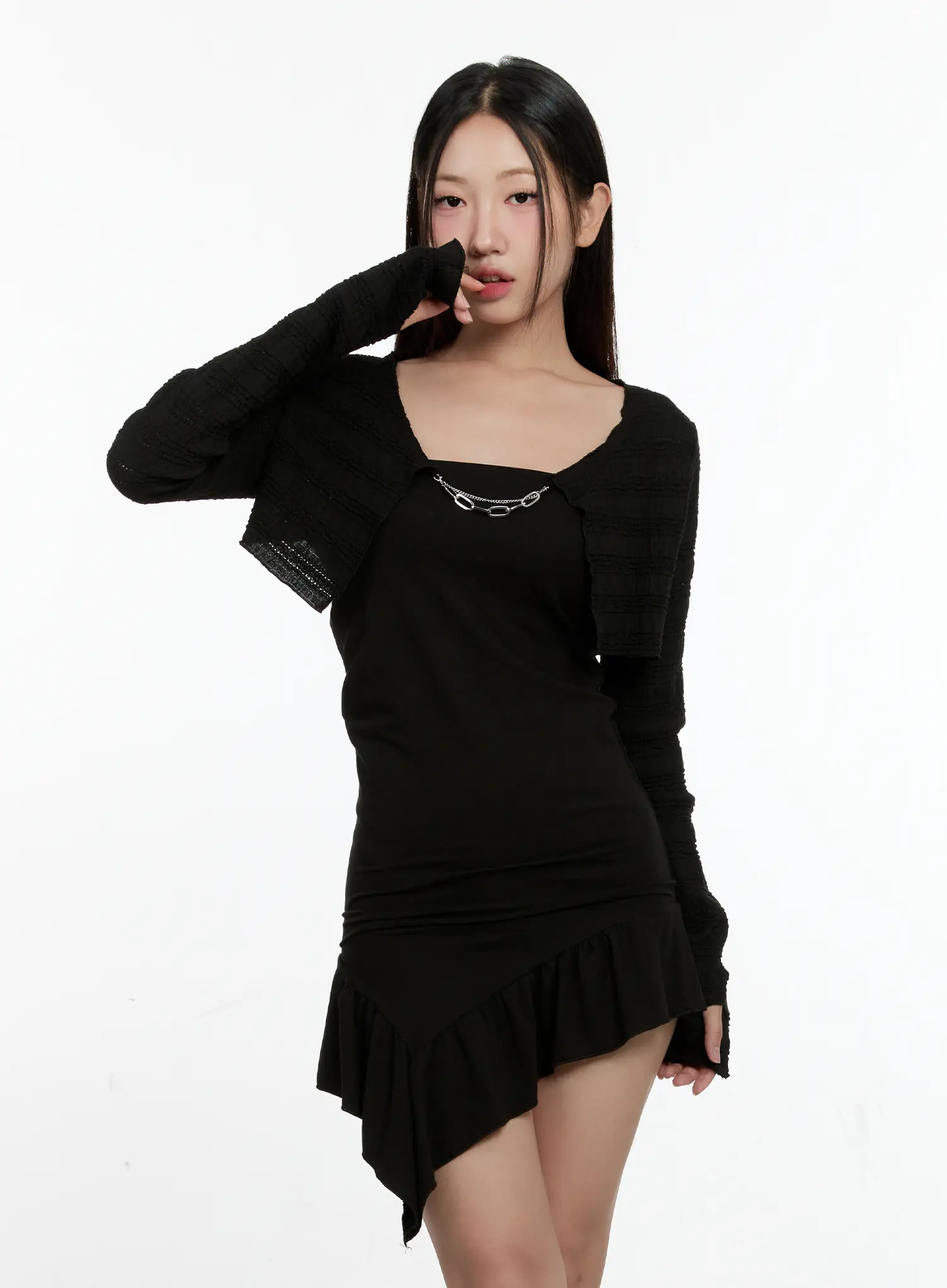 Cropped Chain Knit Cardigan CL531 - Image 2