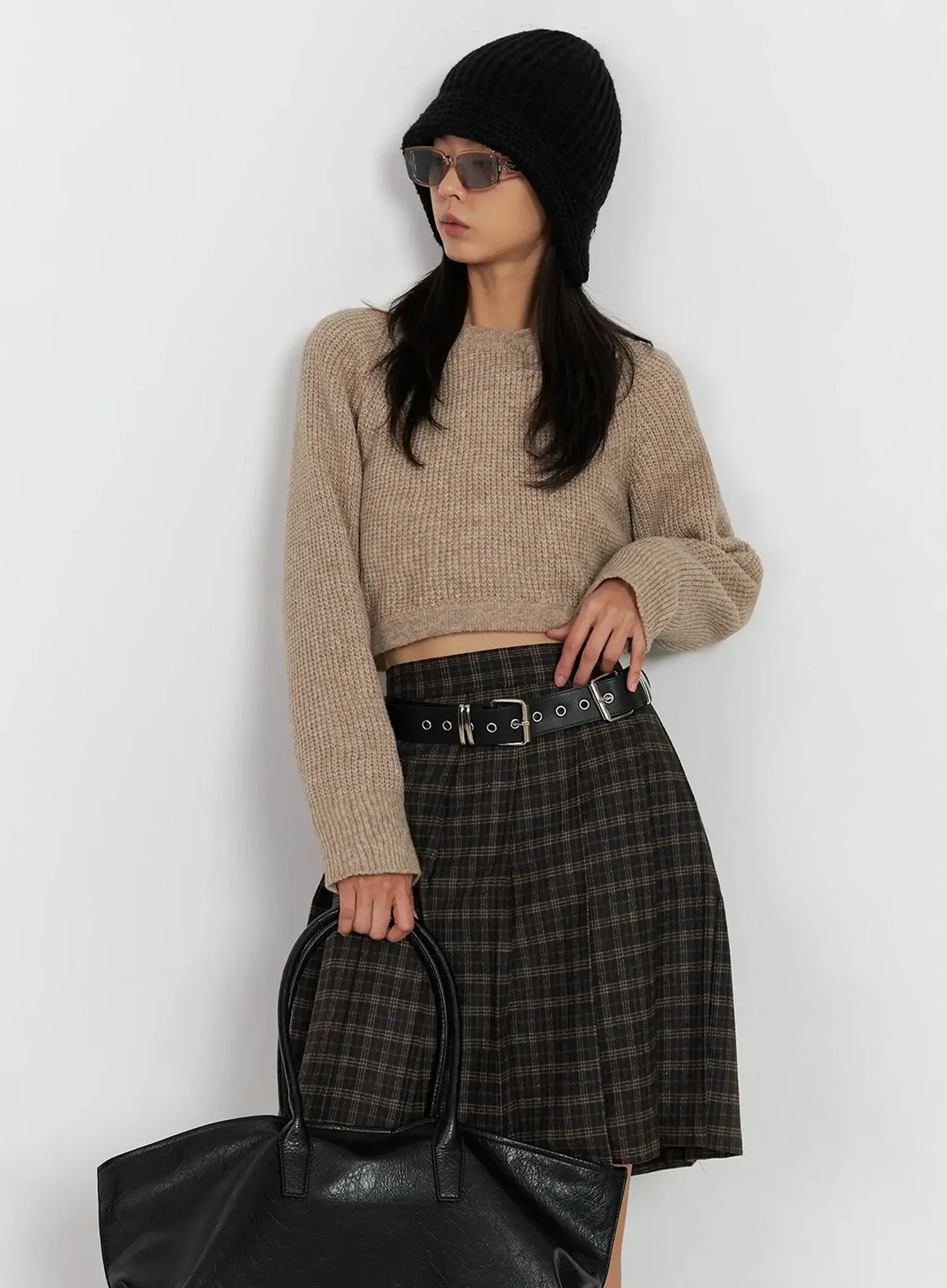 Cropped Crewneck Knit Top IJ502