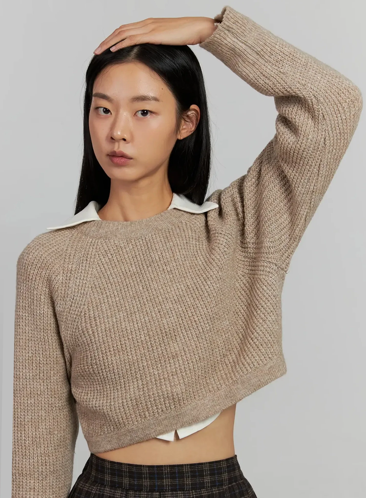 Cropped Crewneck Knit Top IJ502 - Image 5