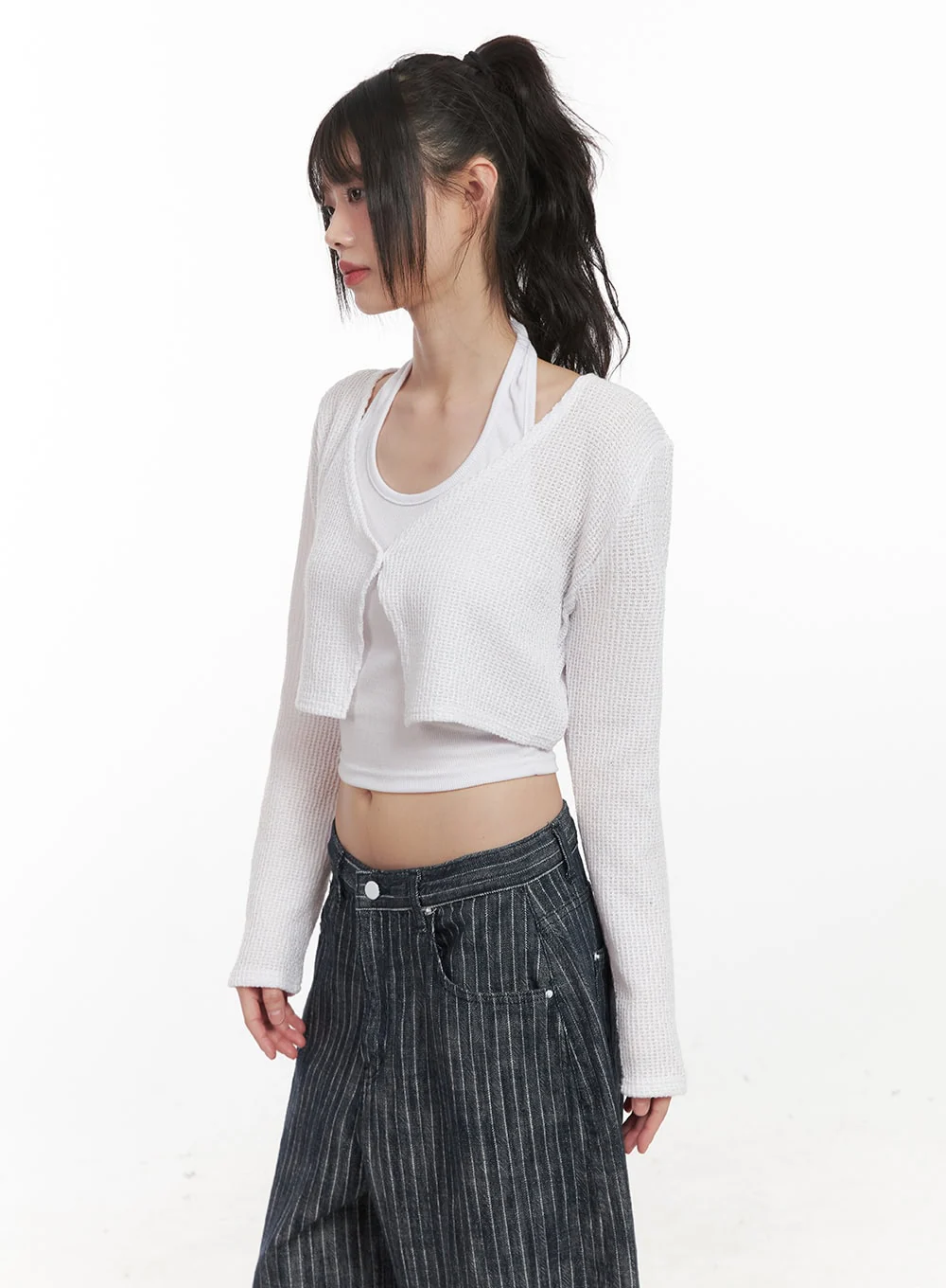 Cropped Knitted Cardigan CJ528 - Image 3