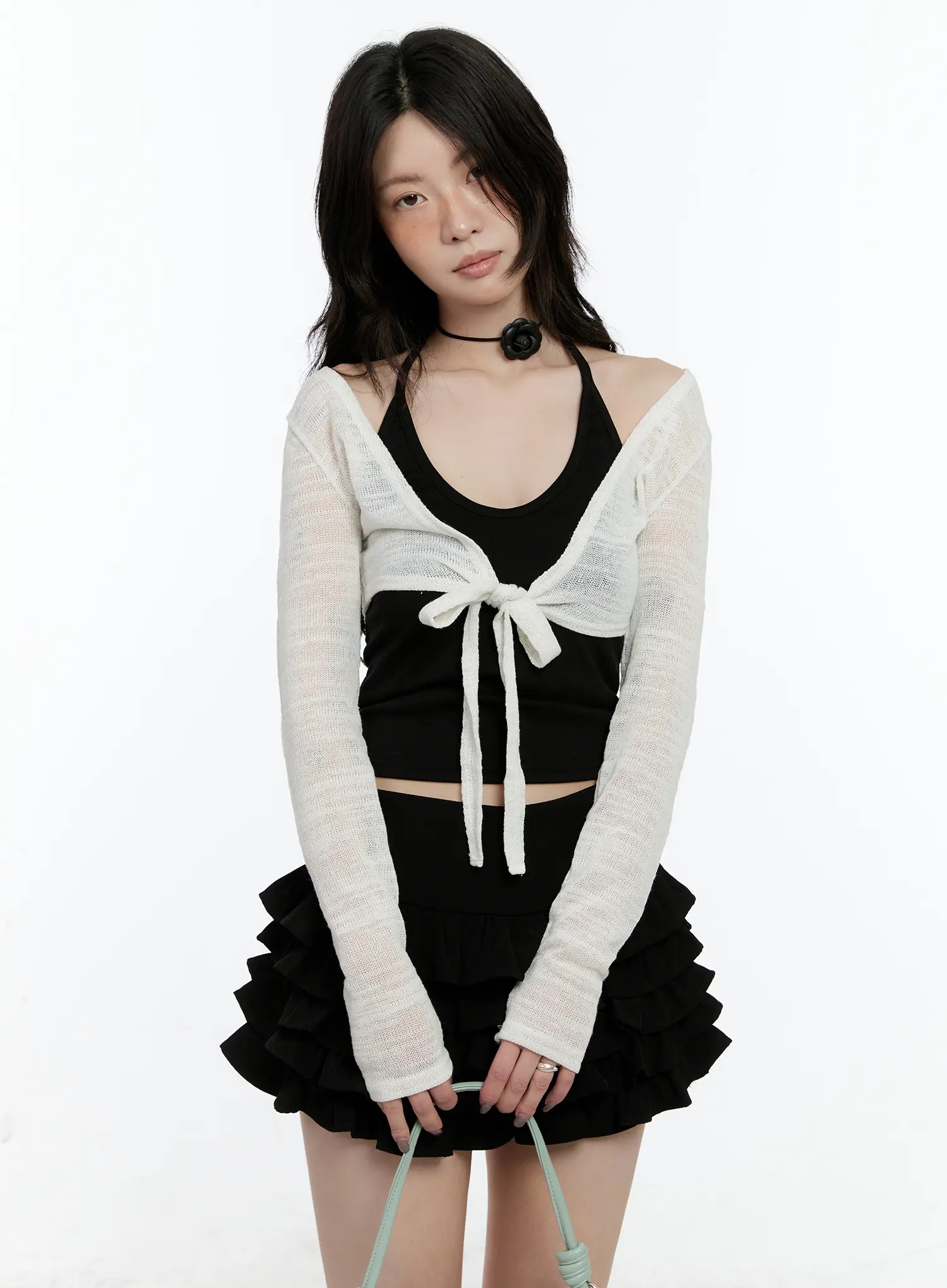 Cropped Sheer Wrap Cardigan CN517