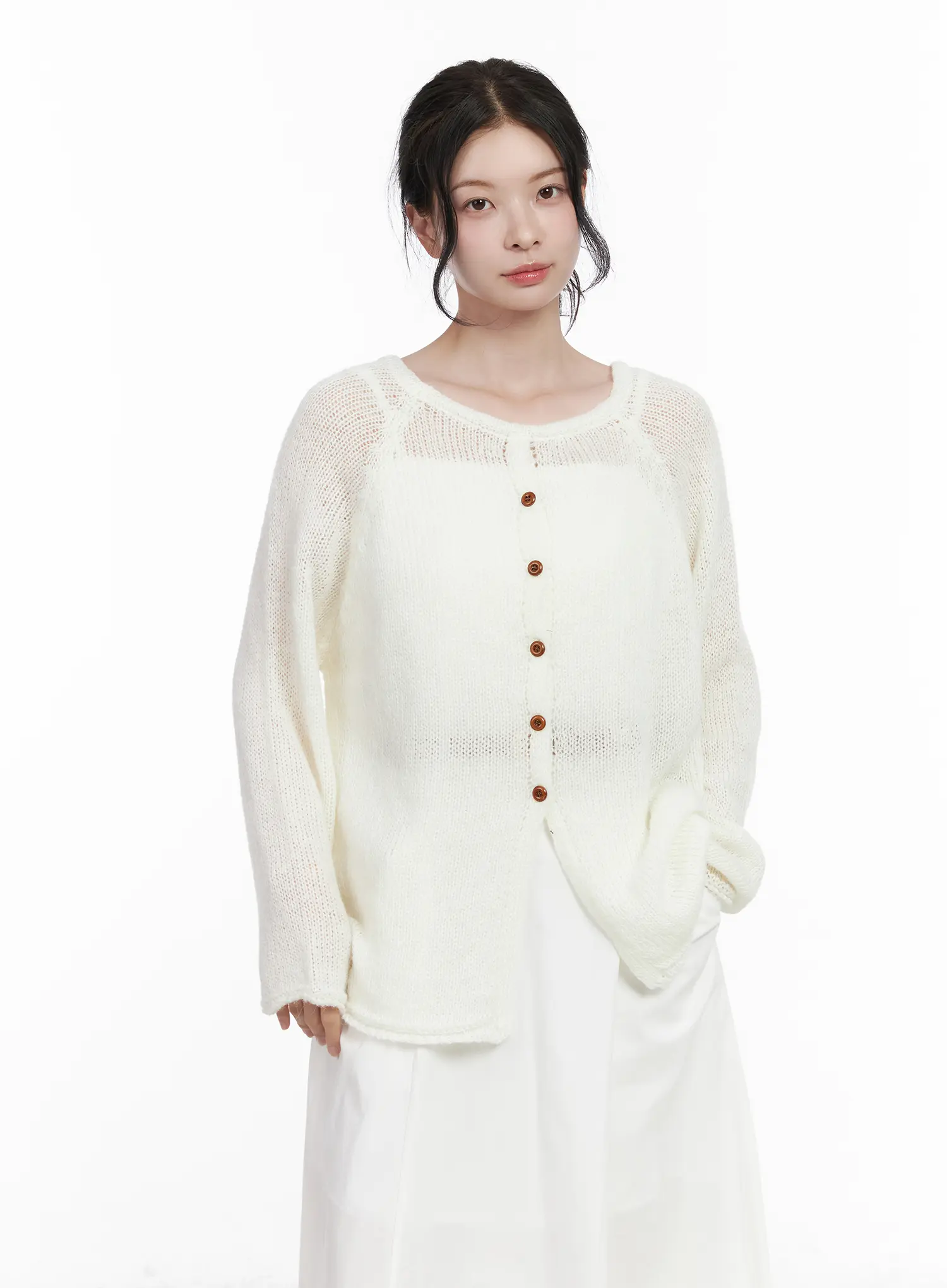 Cross Button Knit Cardigan CA509 - Image 6